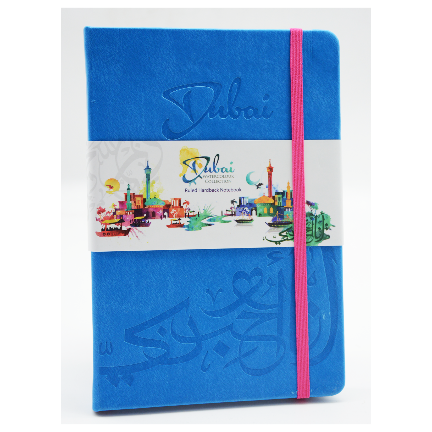 DUBAI-RULED HARDBACK NOTE BOOK W/ELASTIC-BLUE