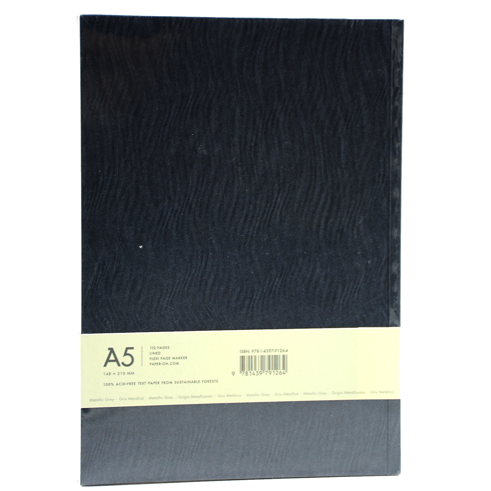 PAPER-OH YUKO ORI METALLIC GREY A5 LINED NOTEBOOK