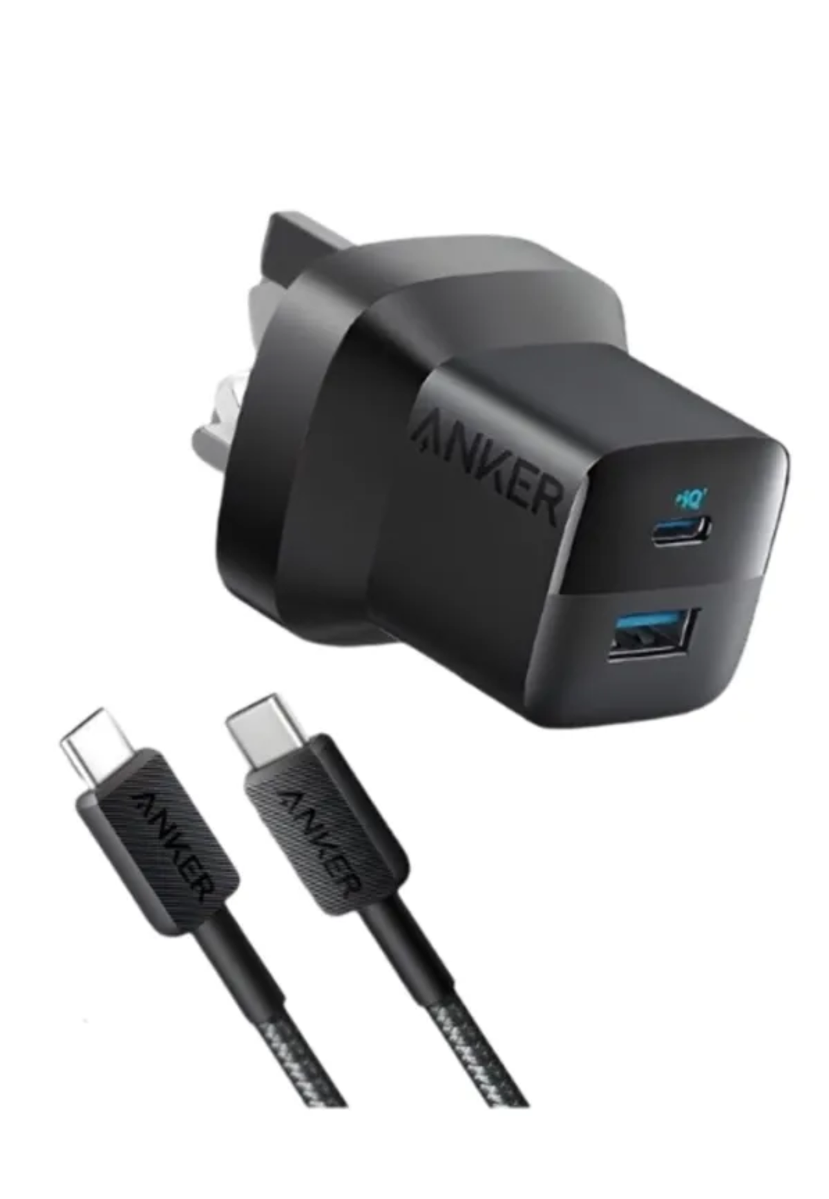 ANKER 323 CHARGER W/322 USB-C TO USB-C CABLE 33W 3FT BLACK