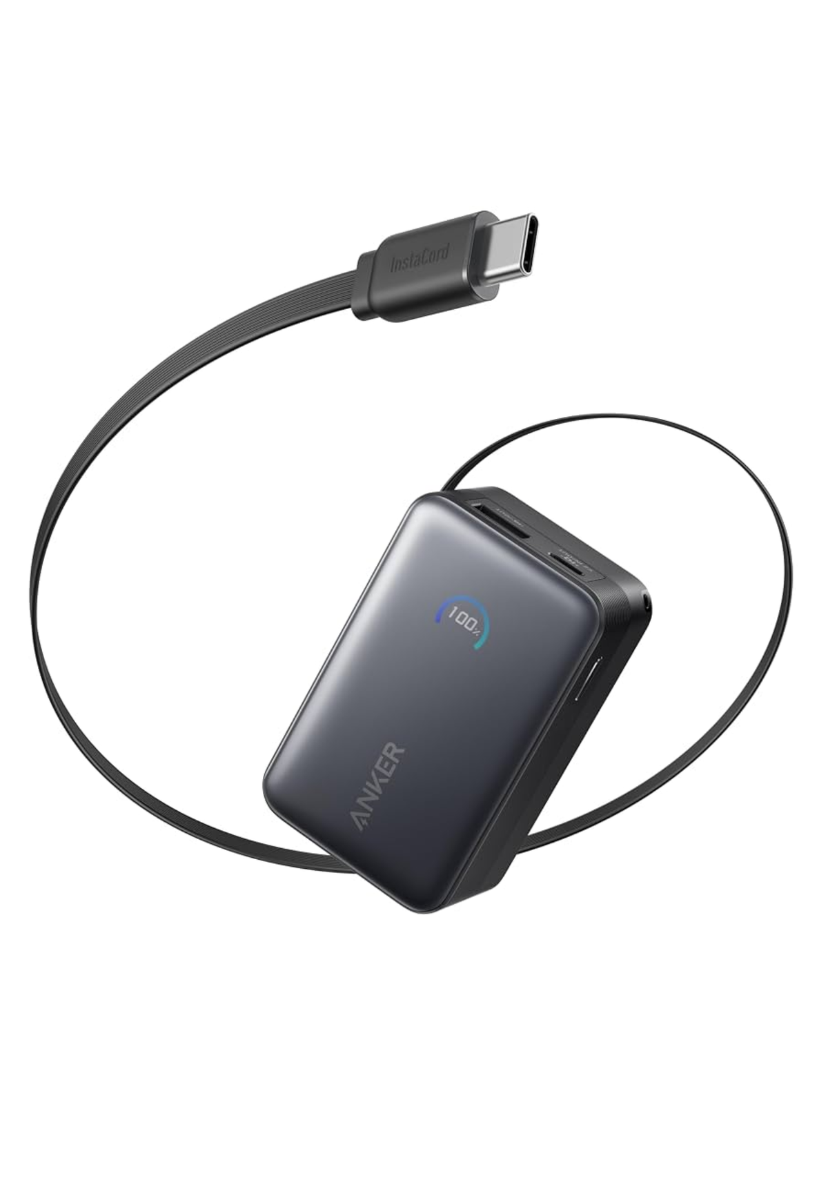 ANKER POWER BANK 10000mAh 45W BUILT IN RETRACTABLE USB-C CABLE BLACK