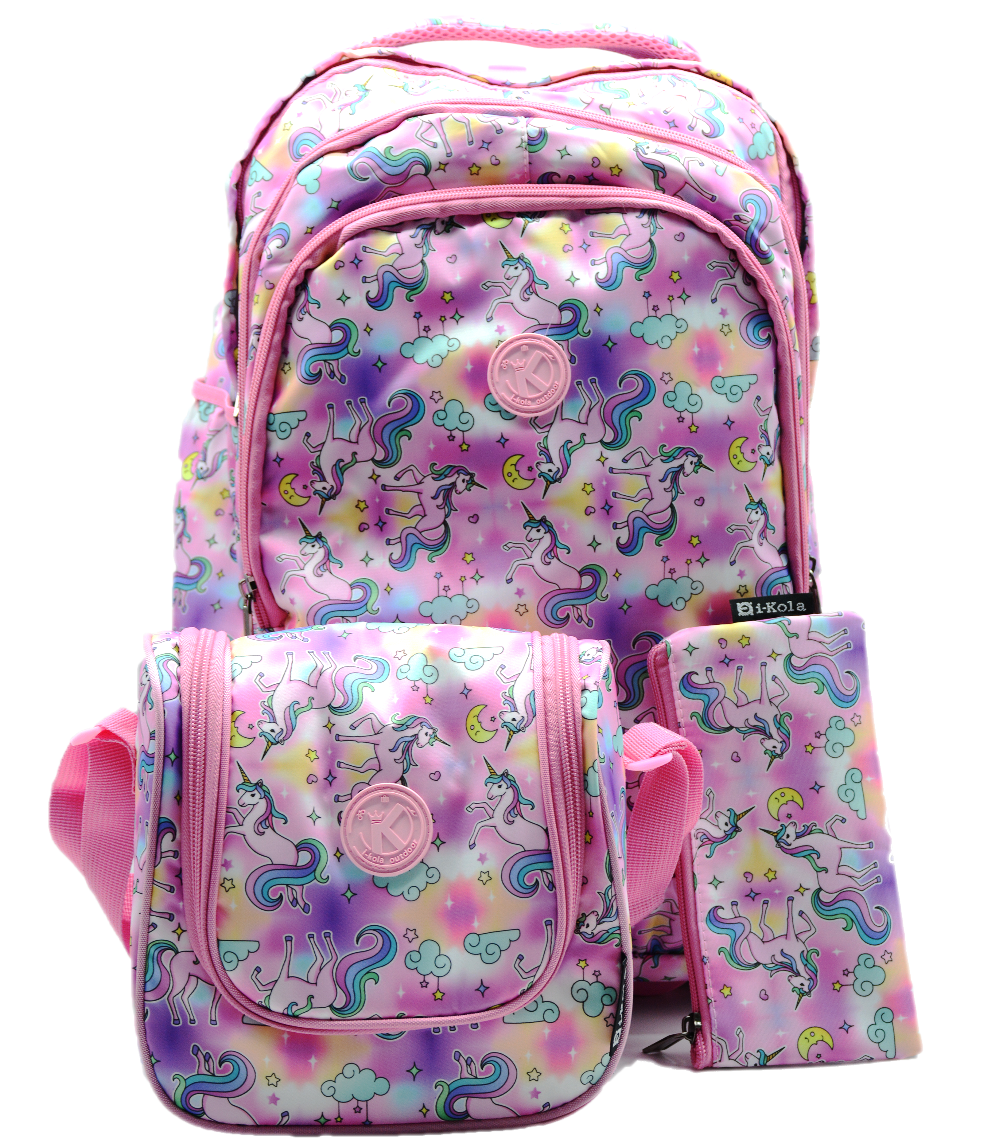 I-KOLA TROLLEY BAG W/3COMP 19"+LUCNH BAG+PENCIL CASE SET-B779 UNICORN
