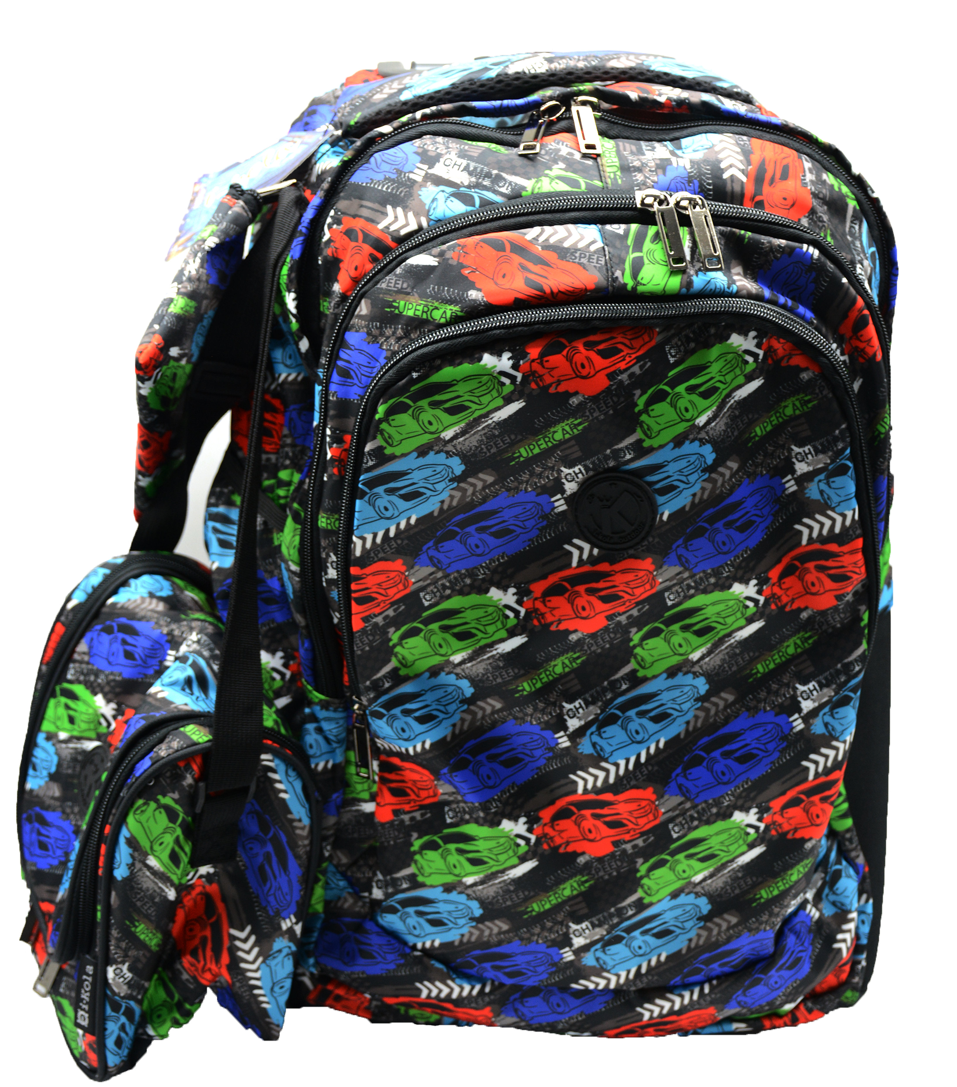 I-KOLA TROLLEY BAG W/3COMP 19"+LUCNH BAG+PENCIL CASE SET-B773 SUPER CAR