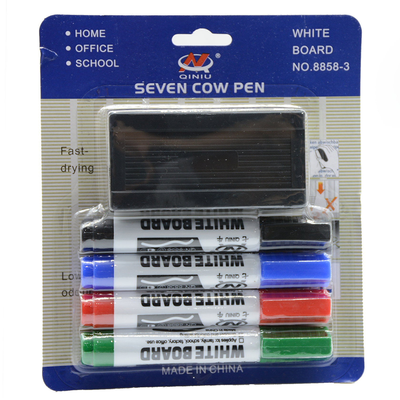 QINIU WHITE BOARD MARKER 4PCS W/ERASER