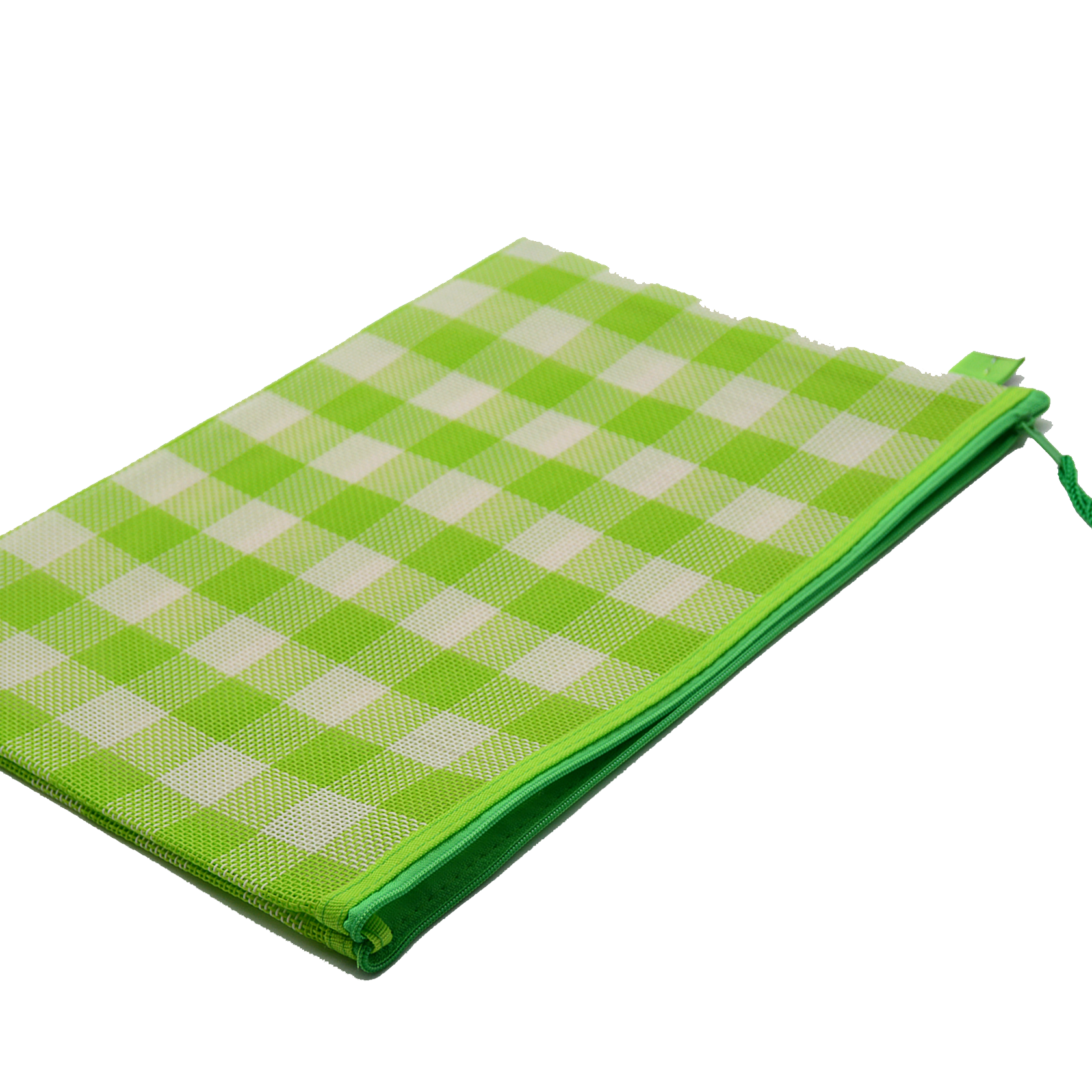 NYLON ZIPPER BAG CHECKED MESH DESIGN-A4