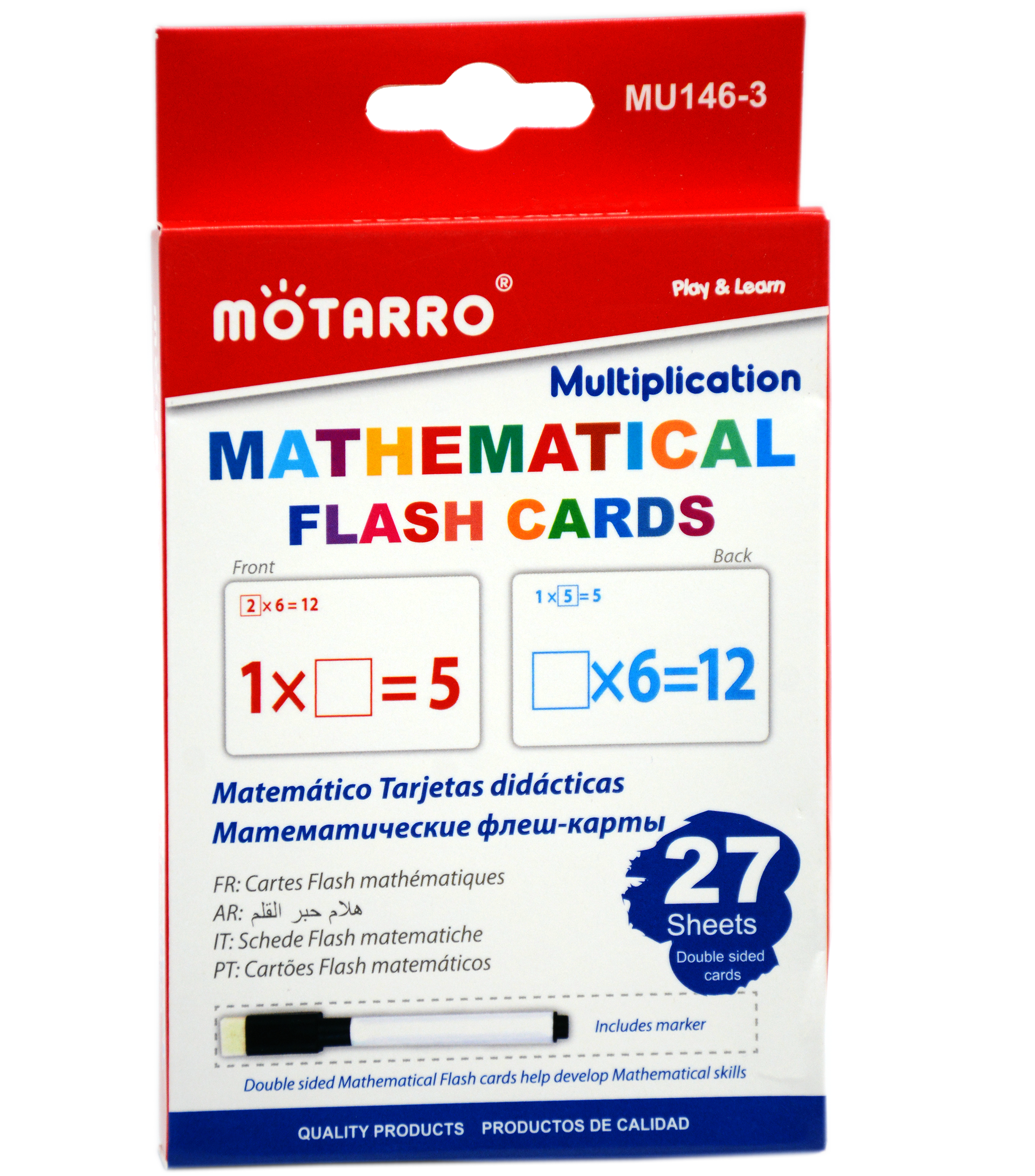 MOTARRO MULTIPLICATION MATHEMATICAL FLASH CARD 27SHT