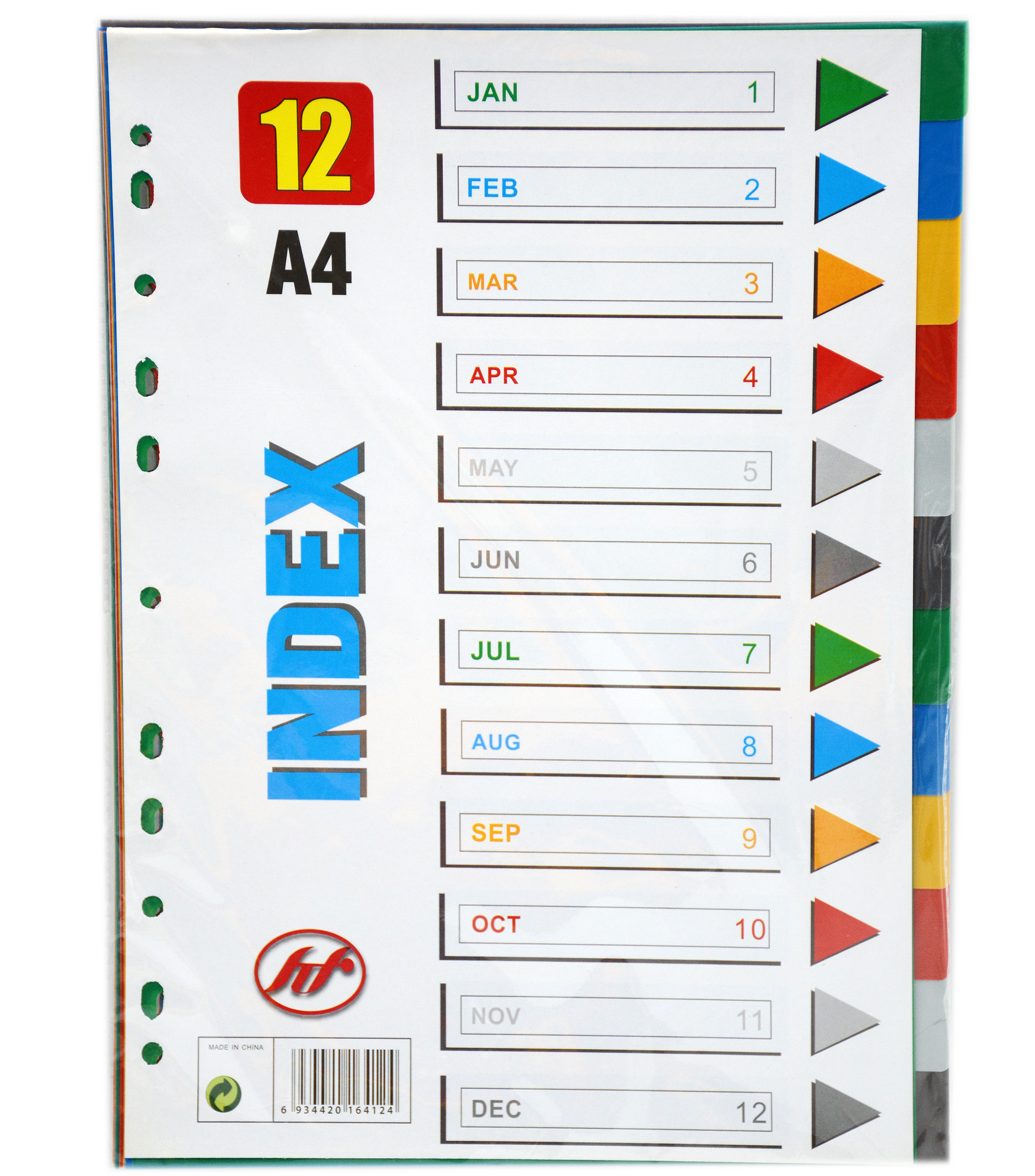 BENGE INDEX COLOR PP 12 DIVIDER W/O NUMBER A4