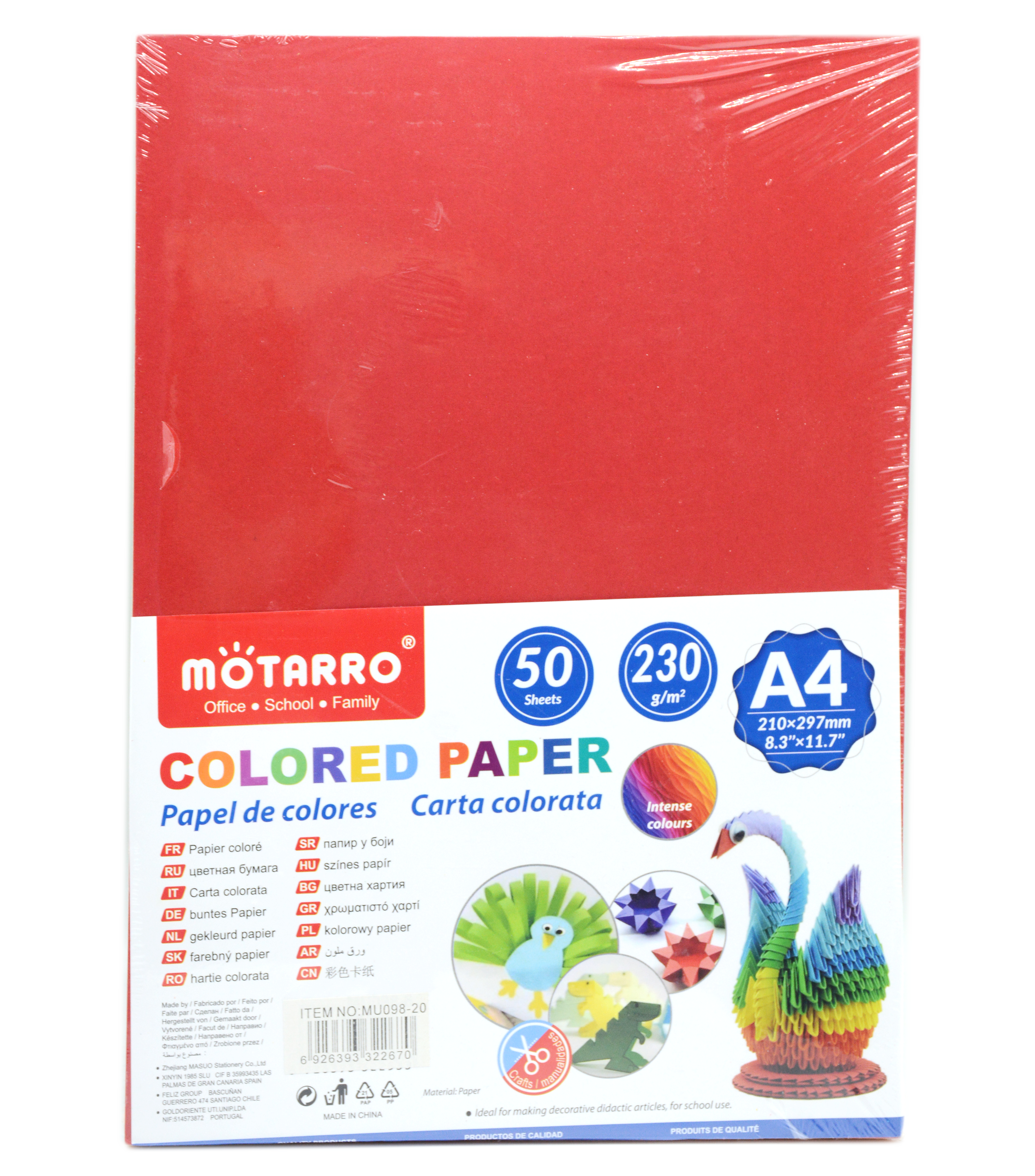 MOTARRO COLOUR PAPER 50PCS/PKT 230GSM-A4