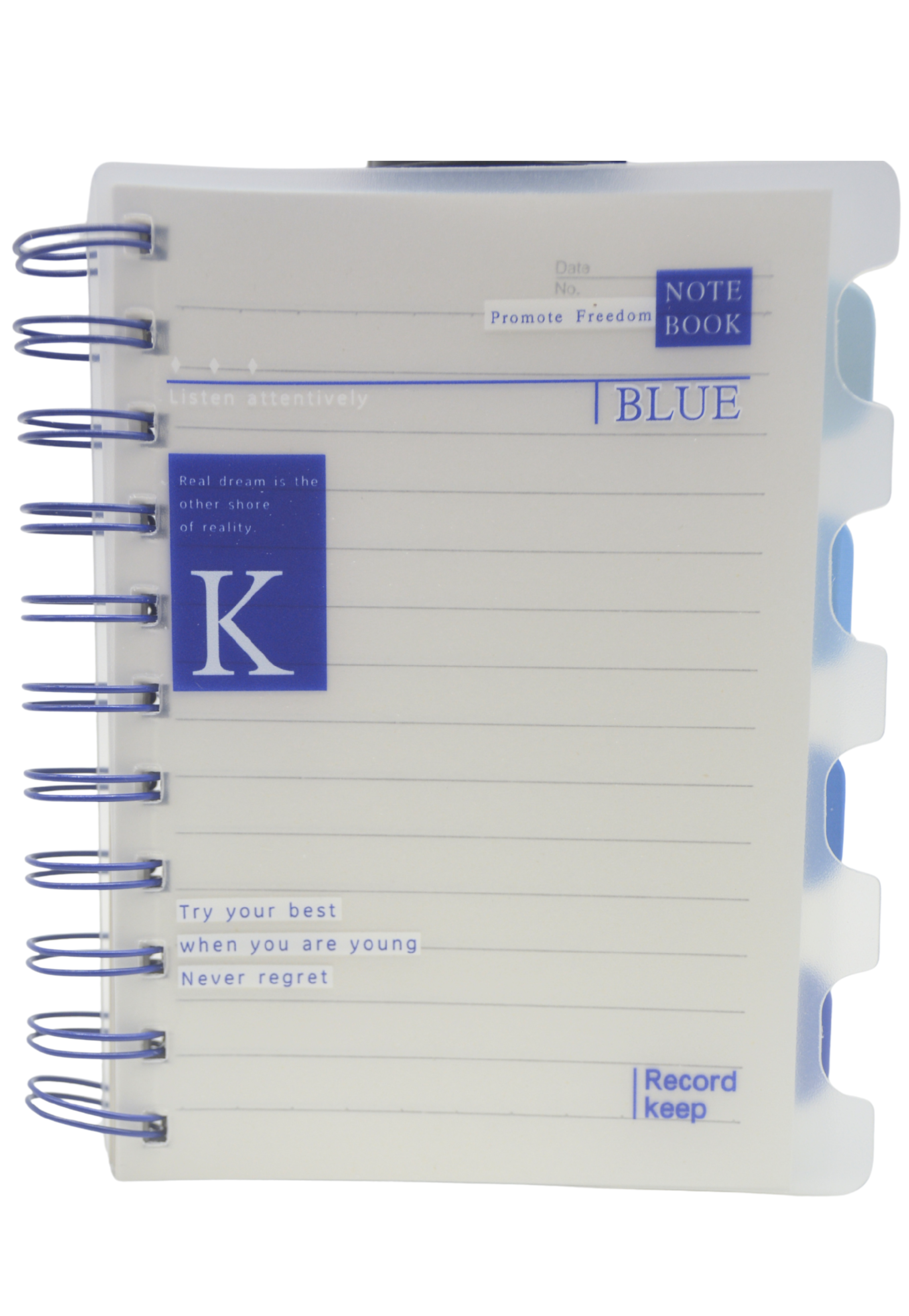 BIXU LIFE SPIRAL PP COVER TRANSPARENT 4-SUBJECT NOTEBOOK A6