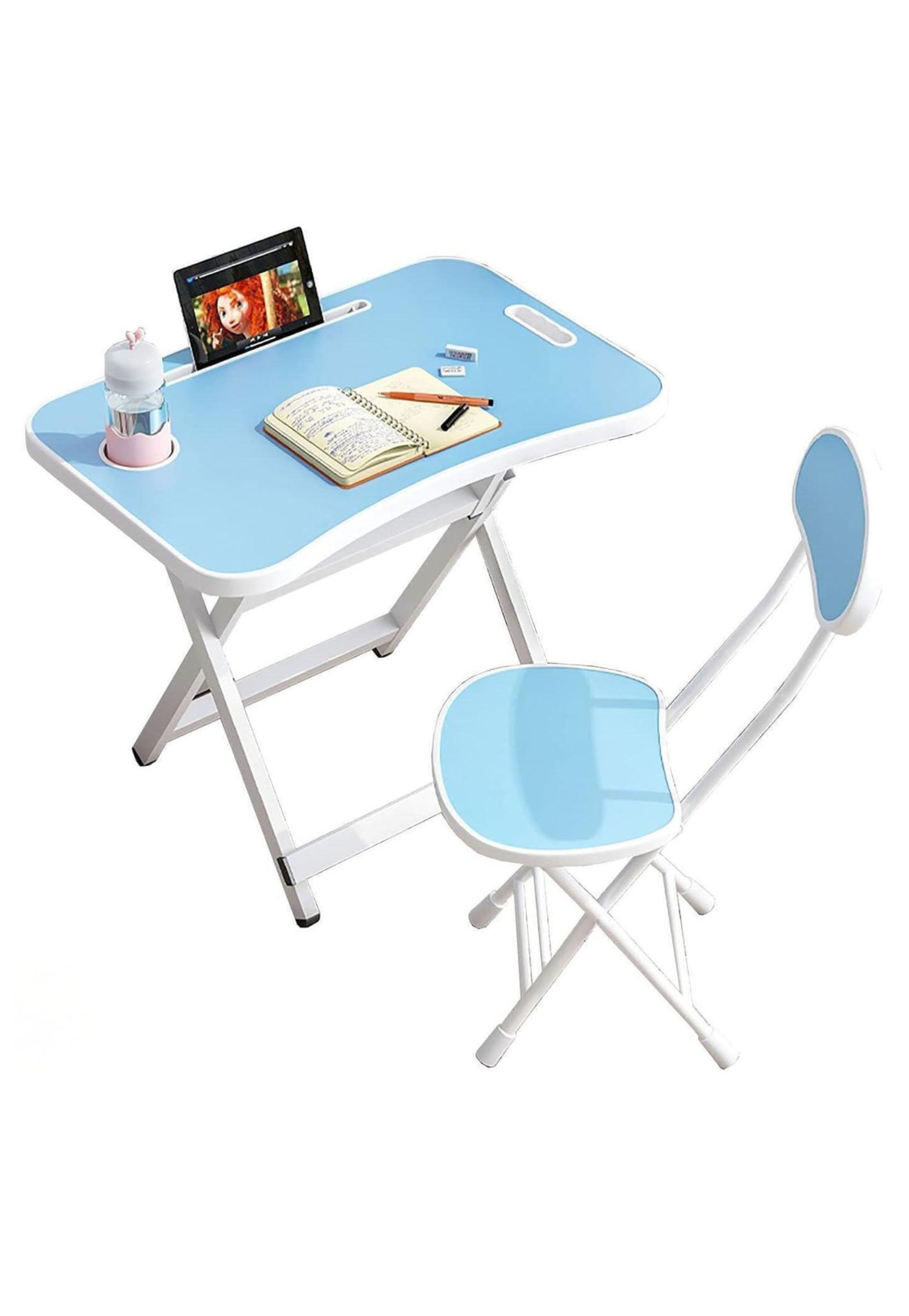 STUDENTS PLAIN TABLE AND CHAIR W/TABLET & CUP HOLDER-BLUE