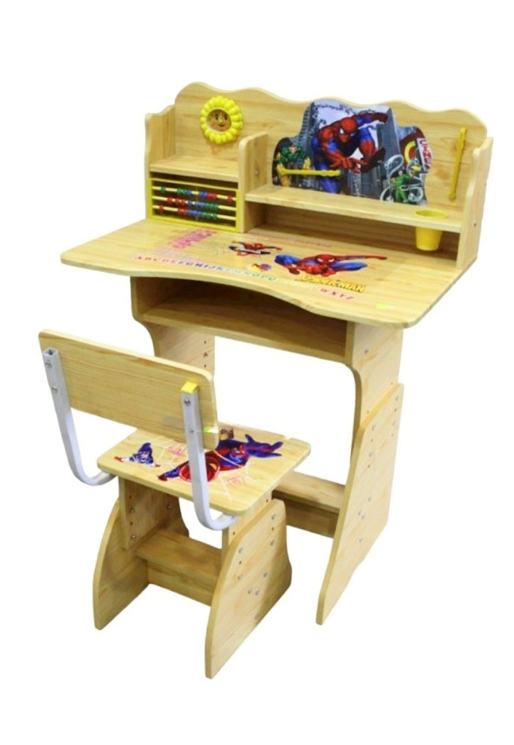 CHILDRENS WOOD COLOR TABLE & CHAIR SET-SPIDERMAN