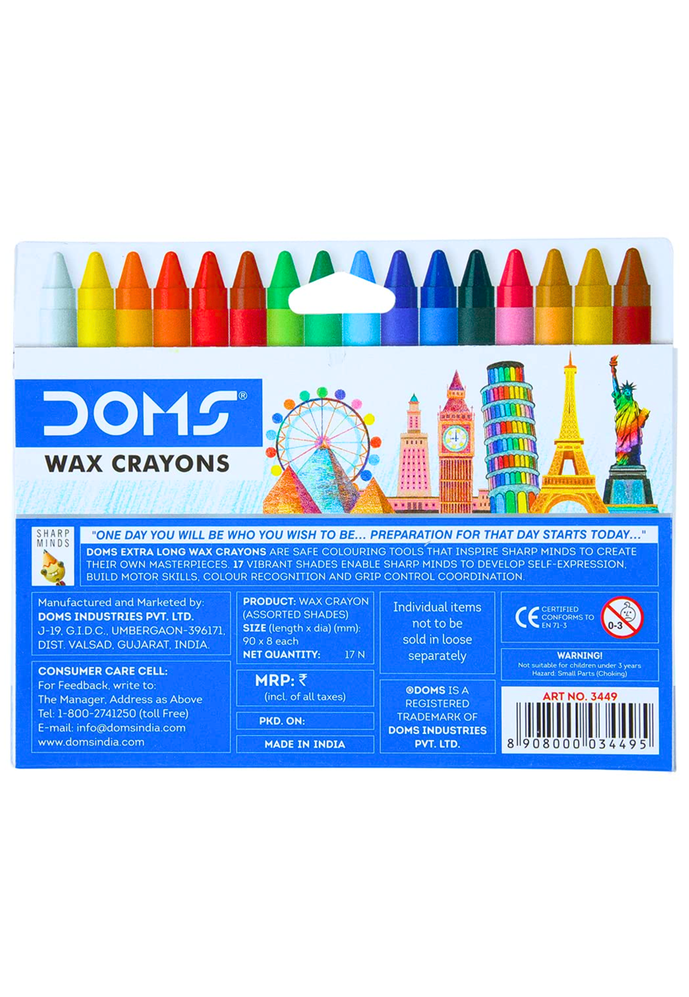 DOMS 3449 EXTRA LONG WAX CRAYONS (16+1) PACK