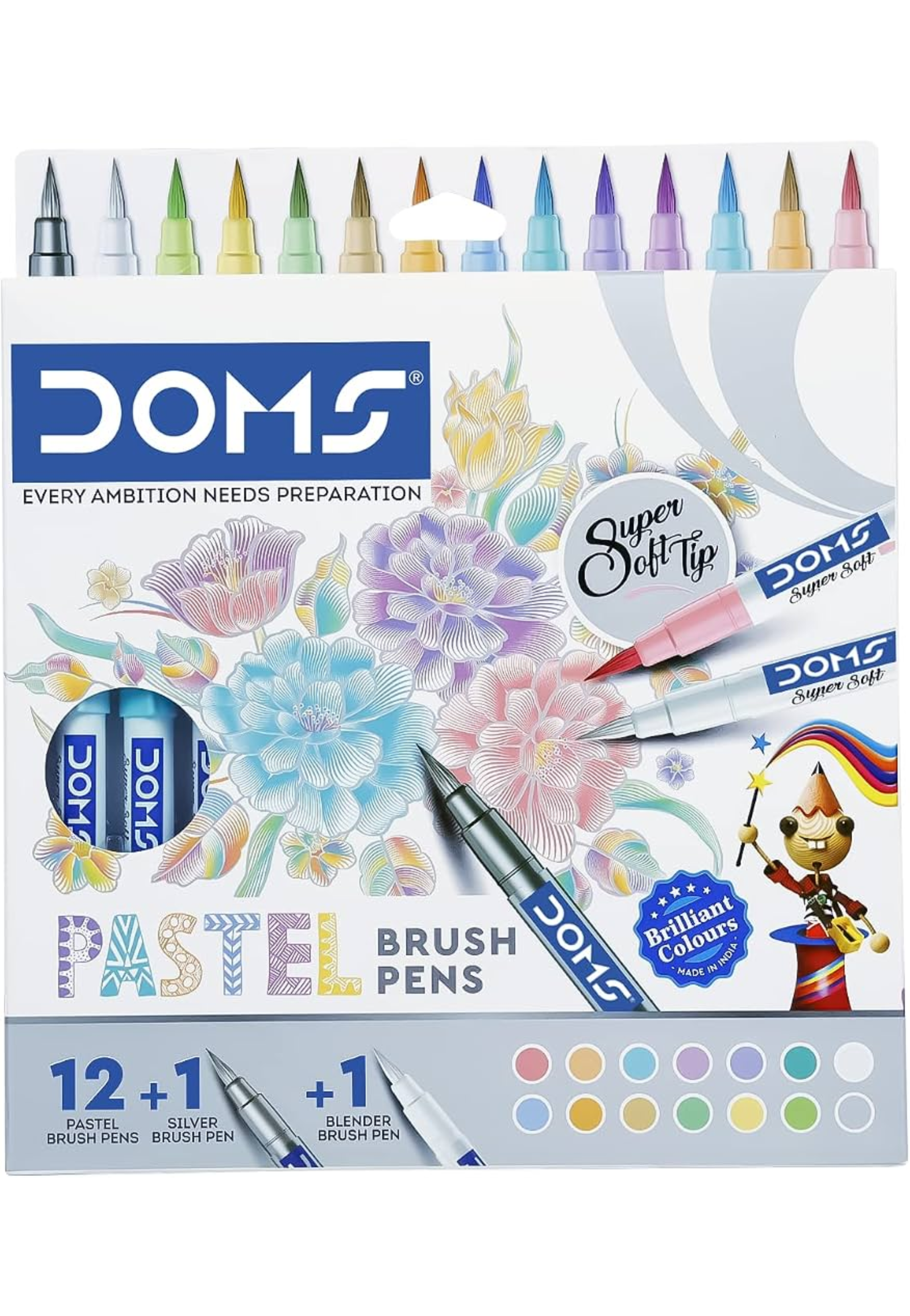 DOMS PASTEL BRUSH PENS 12PCS+1PCS METALLIC+1PCS BLENDER