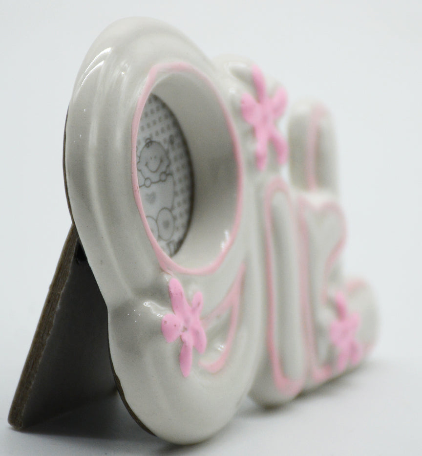 CERAMIC PHOTO FRAME SMALL GIRL PINK اطار صورة سيراميك صغير -طفلة