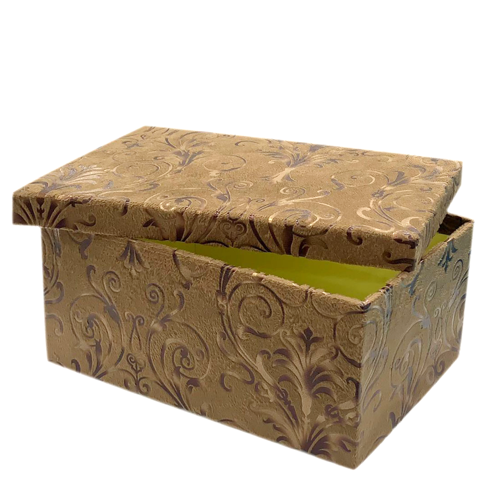 RECTANGLE VELVET W/LEATHER COVER GIFT BOX BROWN/GOLD-3