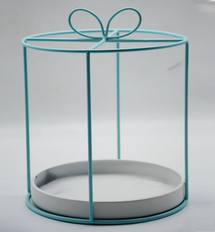 ROUND GIFT IRON WORKS WITH BLACK/WHITE METAL BASE 23X23CM-LARGE صينية تعديم _ معدنية "