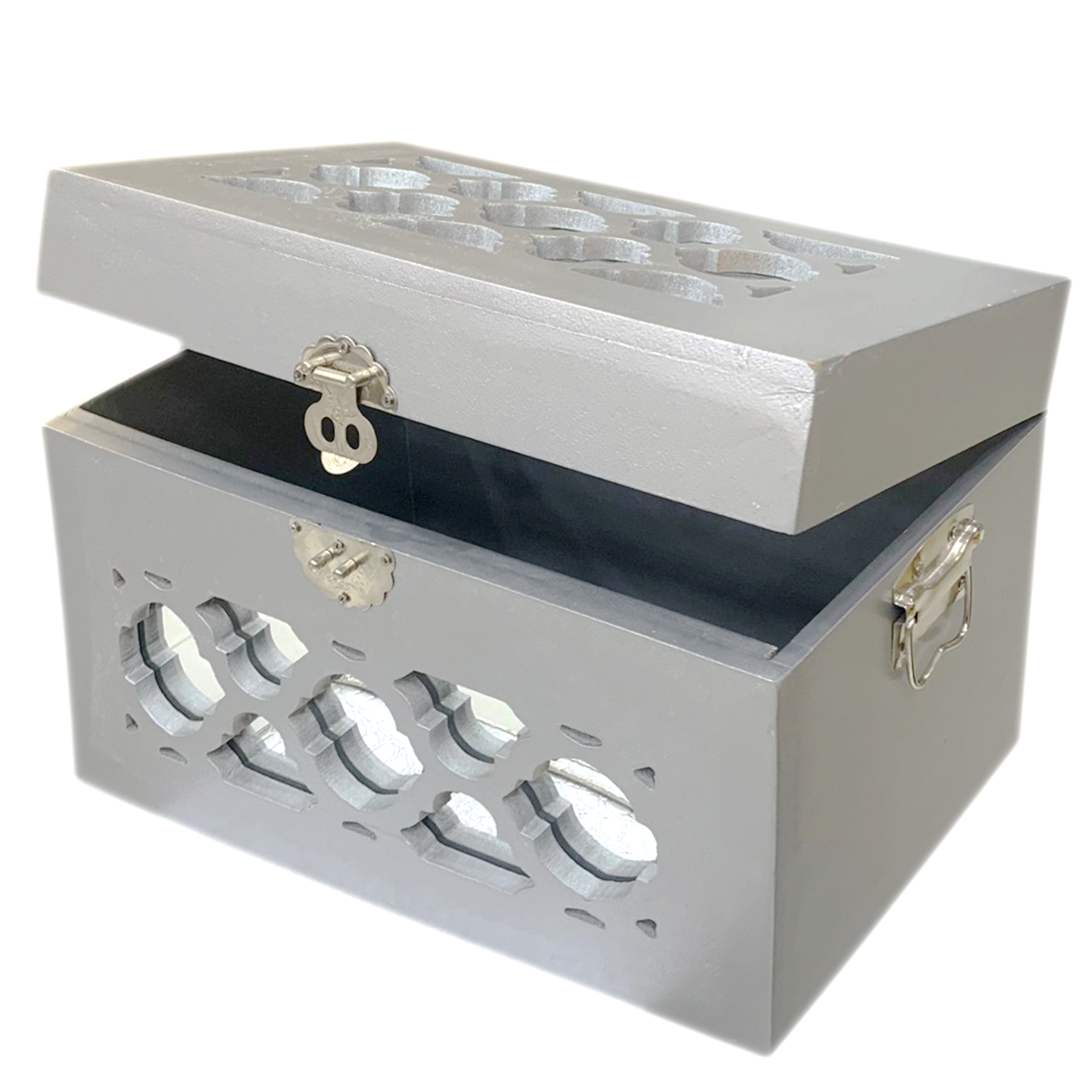 صندوق خشبي _ مراة - فضي WOODEN GIFT BOX SILVER MIRROR W/FRAME SMALL