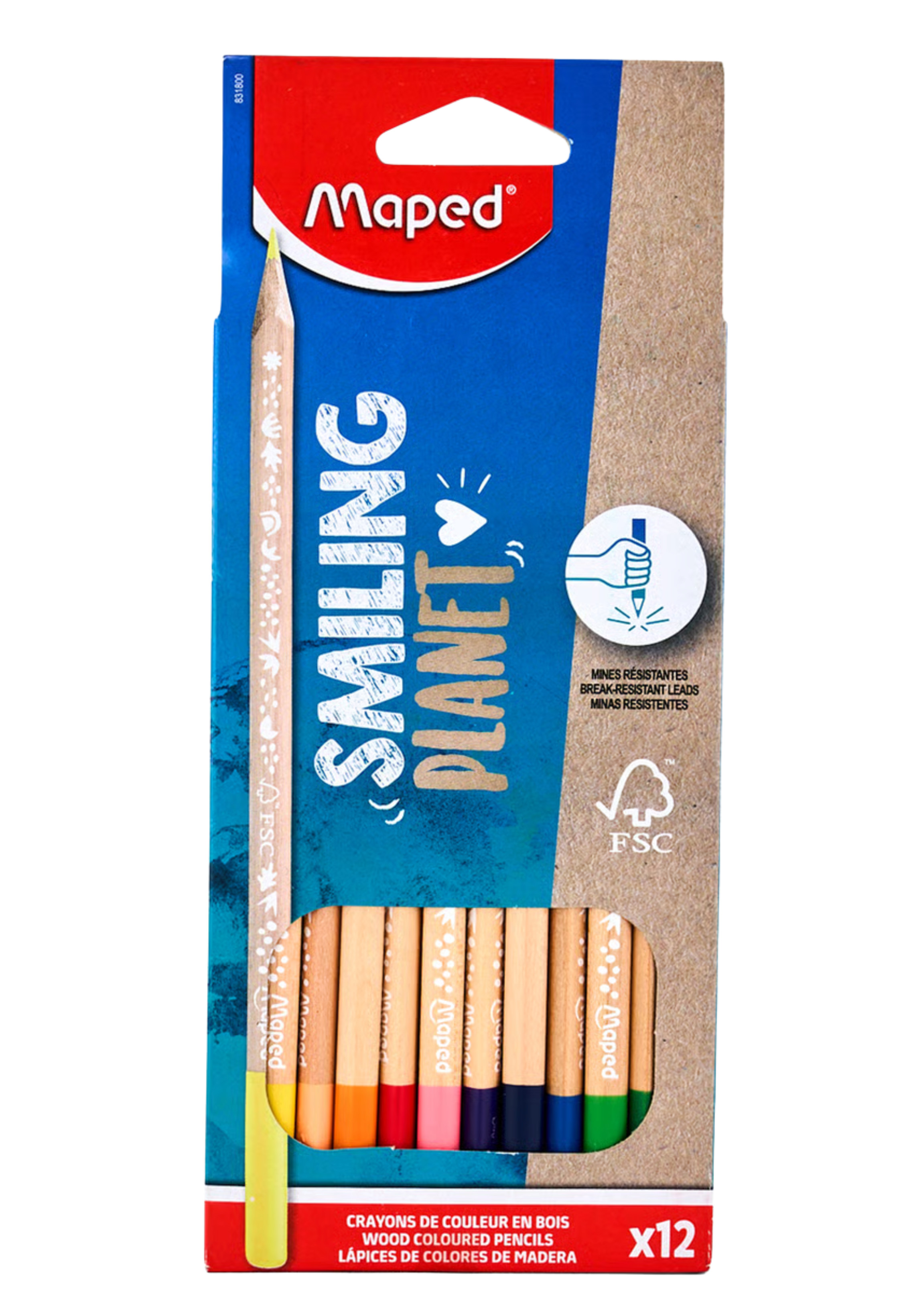 MAPED COLOR PENCILS SMILING PLANET 12COLORS PACK