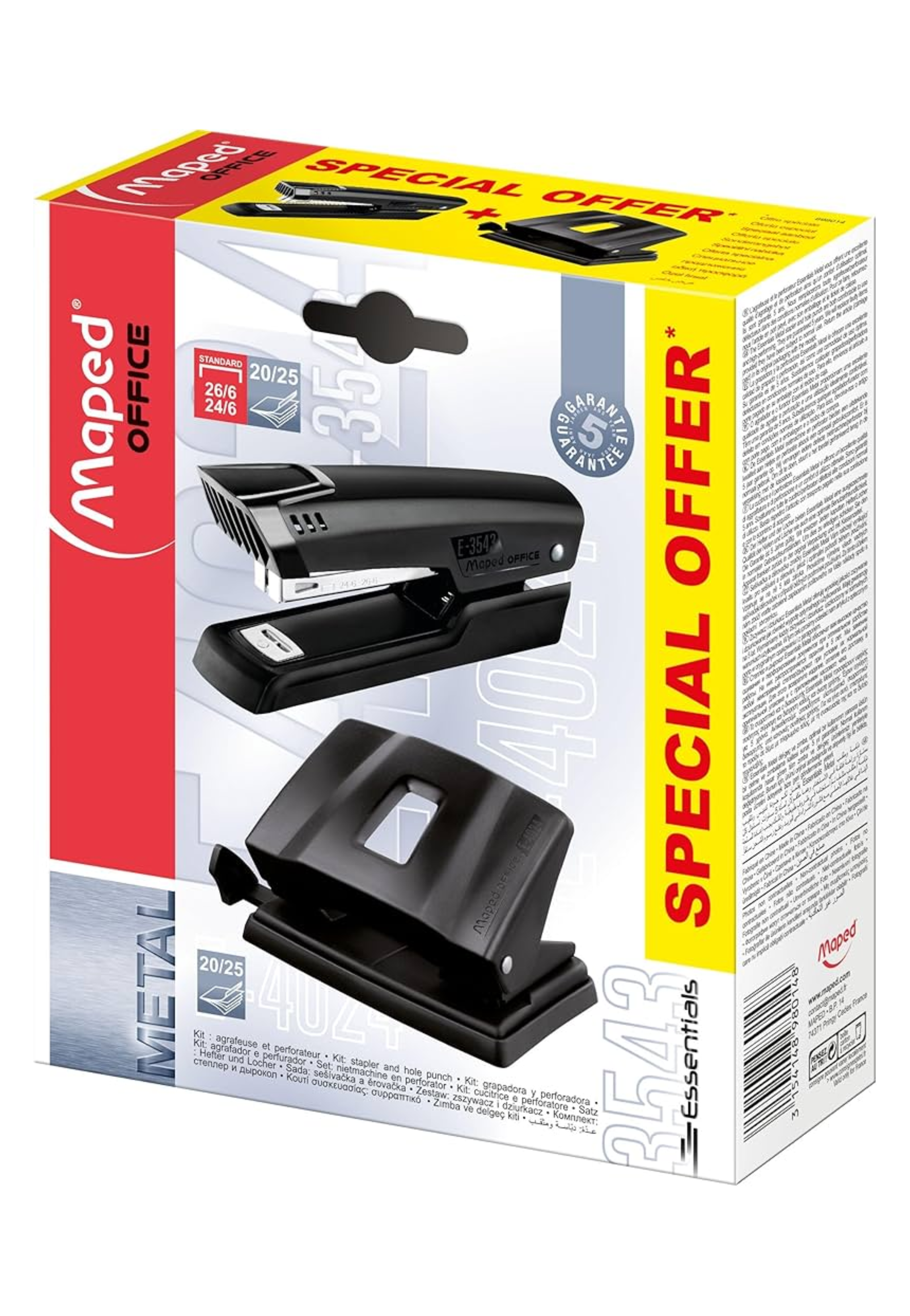 MAPED ESSENTIALS STAPLER E-3543+PUNCH E-4024