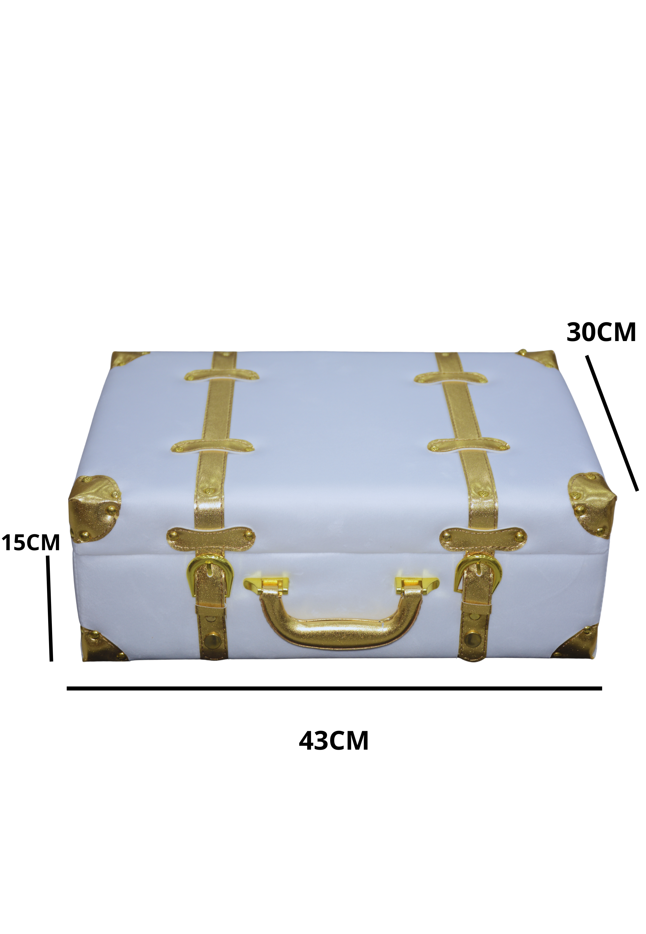 RECT VELVET BOX W/GOLDEN HANDLE 9522 WHITE-SMALL