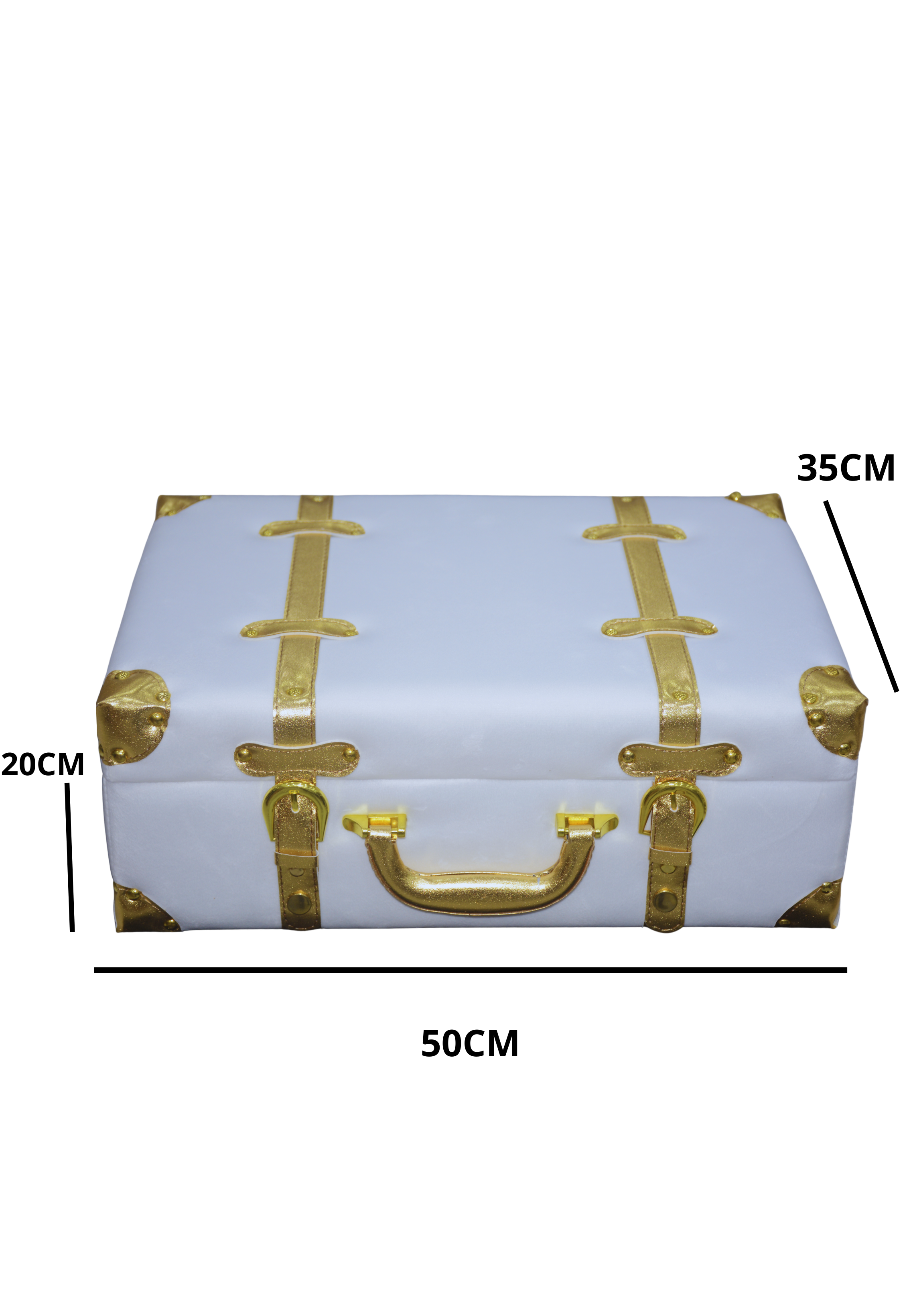 RECT VELVET BOX W/GOLDEN HANDLE 9522 WHITE-LARGE