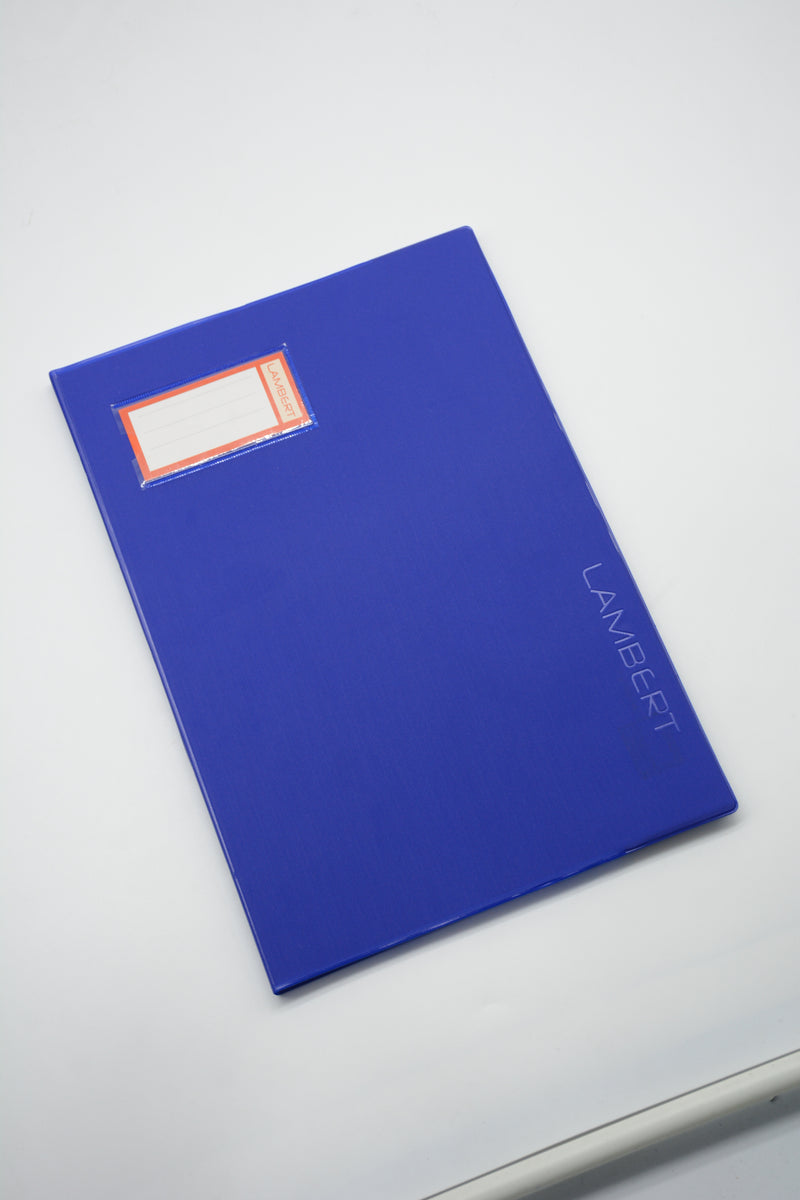 LAMBERT SOLID COLOUR PVC JACKET 100SHT 10MM SQUARE NOTEBOOK A4-DARK BLUE