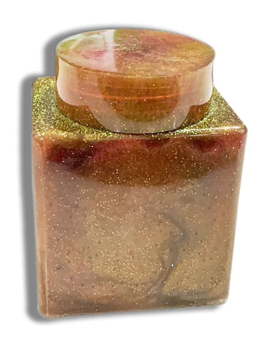 GRAFFITI RESIN ACRYLIC SQUARE JAR 9.5X7X5.5CM