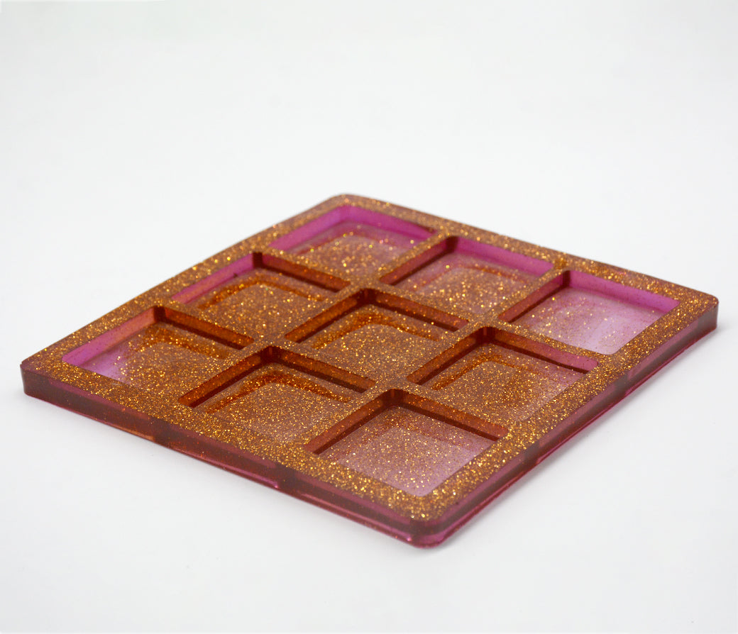 GRAFFITI RESIN ACRYLIC MOULD SQUARE SHAPE W/GLITTER 16X16CM