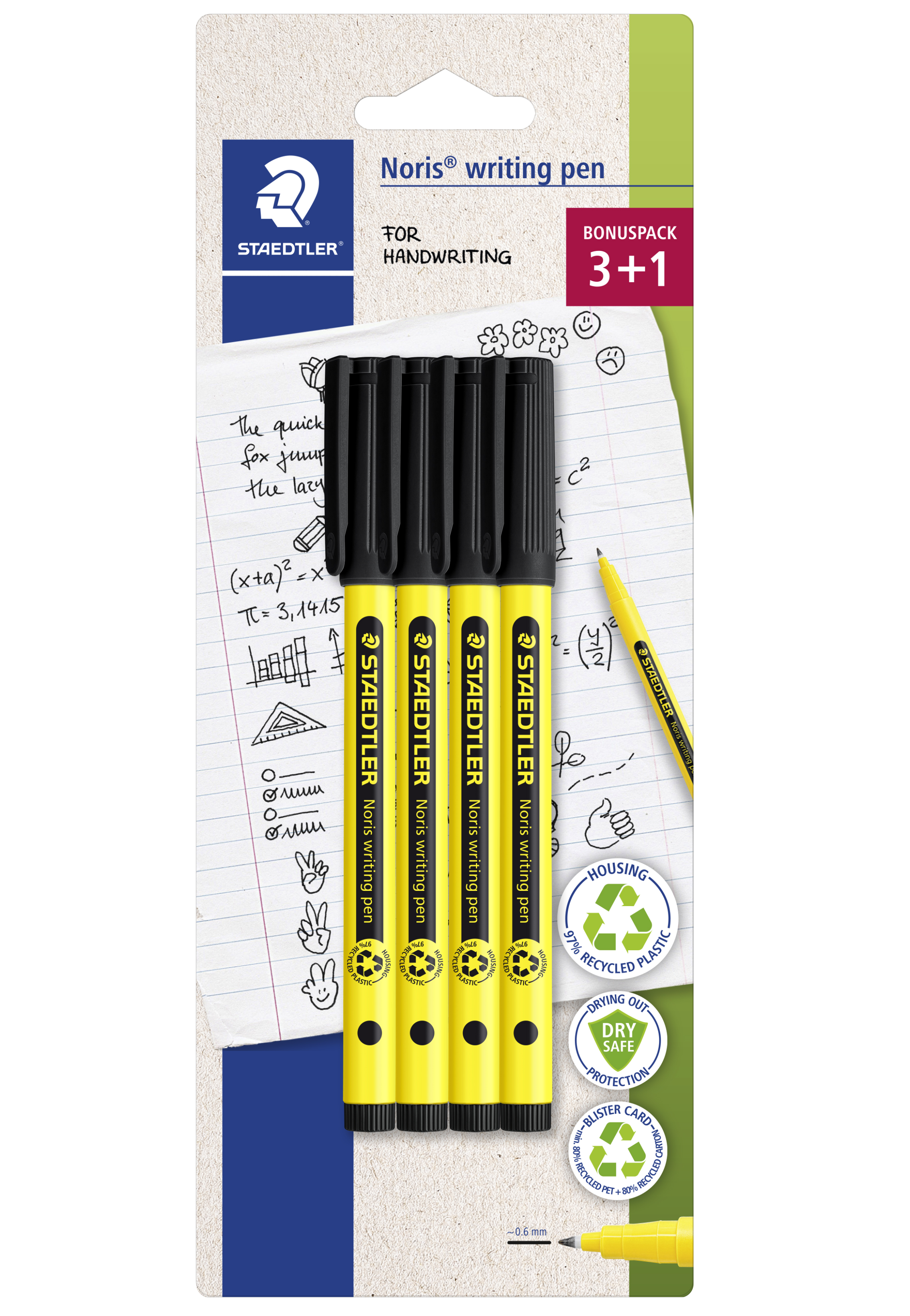 STAEDTLER FINELINER NORIS WRITING PEN 4PCS PACK