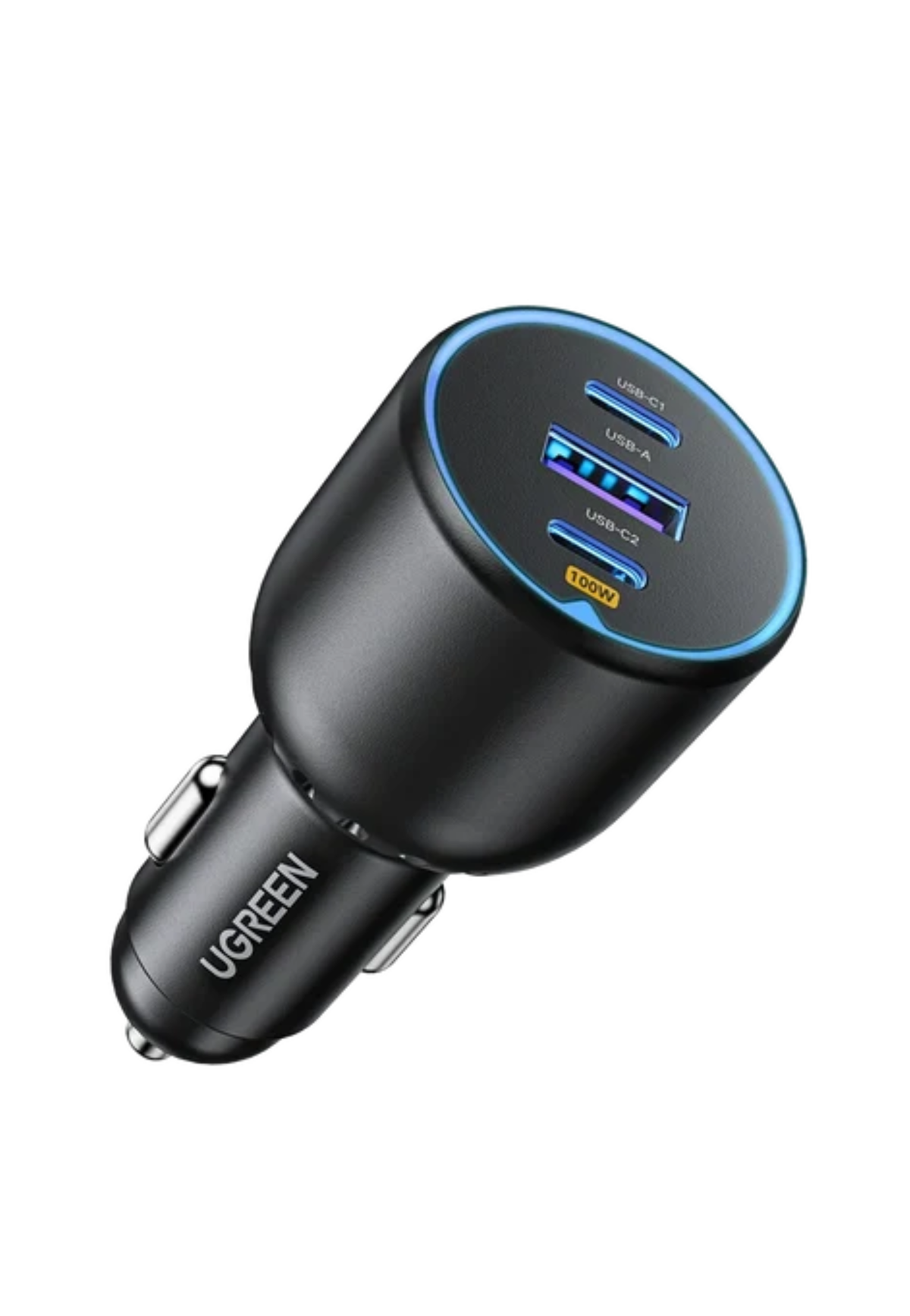 UGREEN 3-PORT 1A/2C 130W PD FAST CAR CHARGER-GRAY