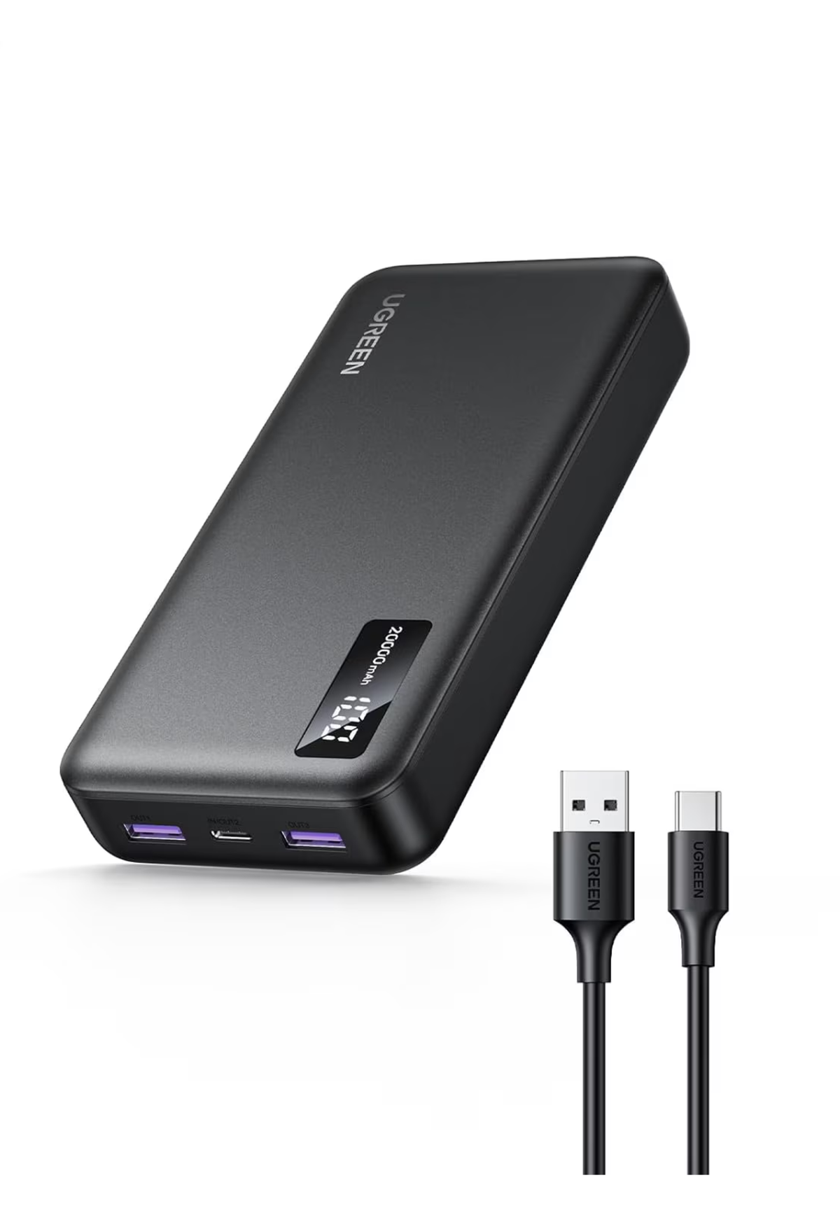 UGREEN POWERBANK 20000 MAH PD 22.5W & 3 CHARGING PORT-BLACK