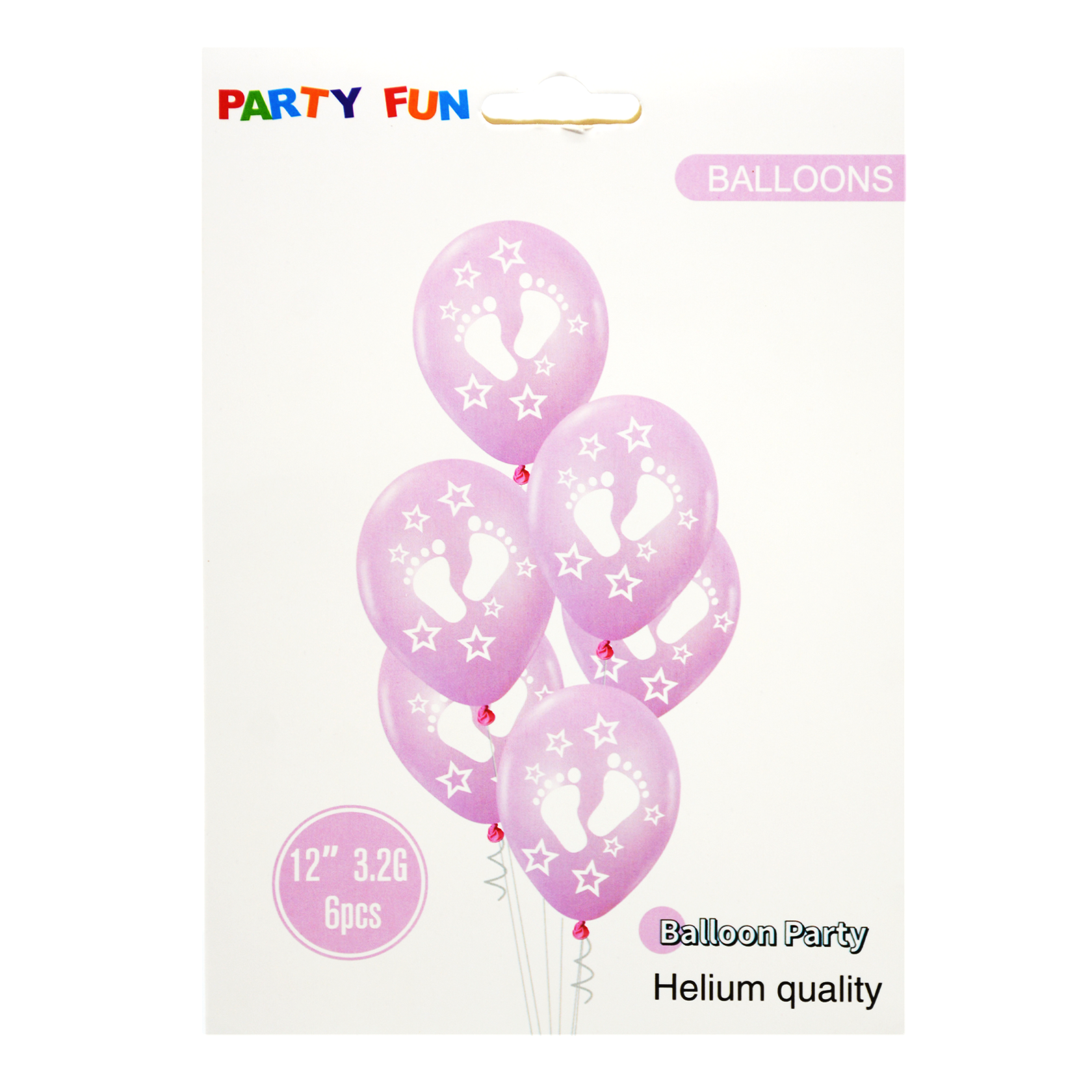 PARTY FUN BABY FOOT BALLOON 12" 6PCS/PKT PINK