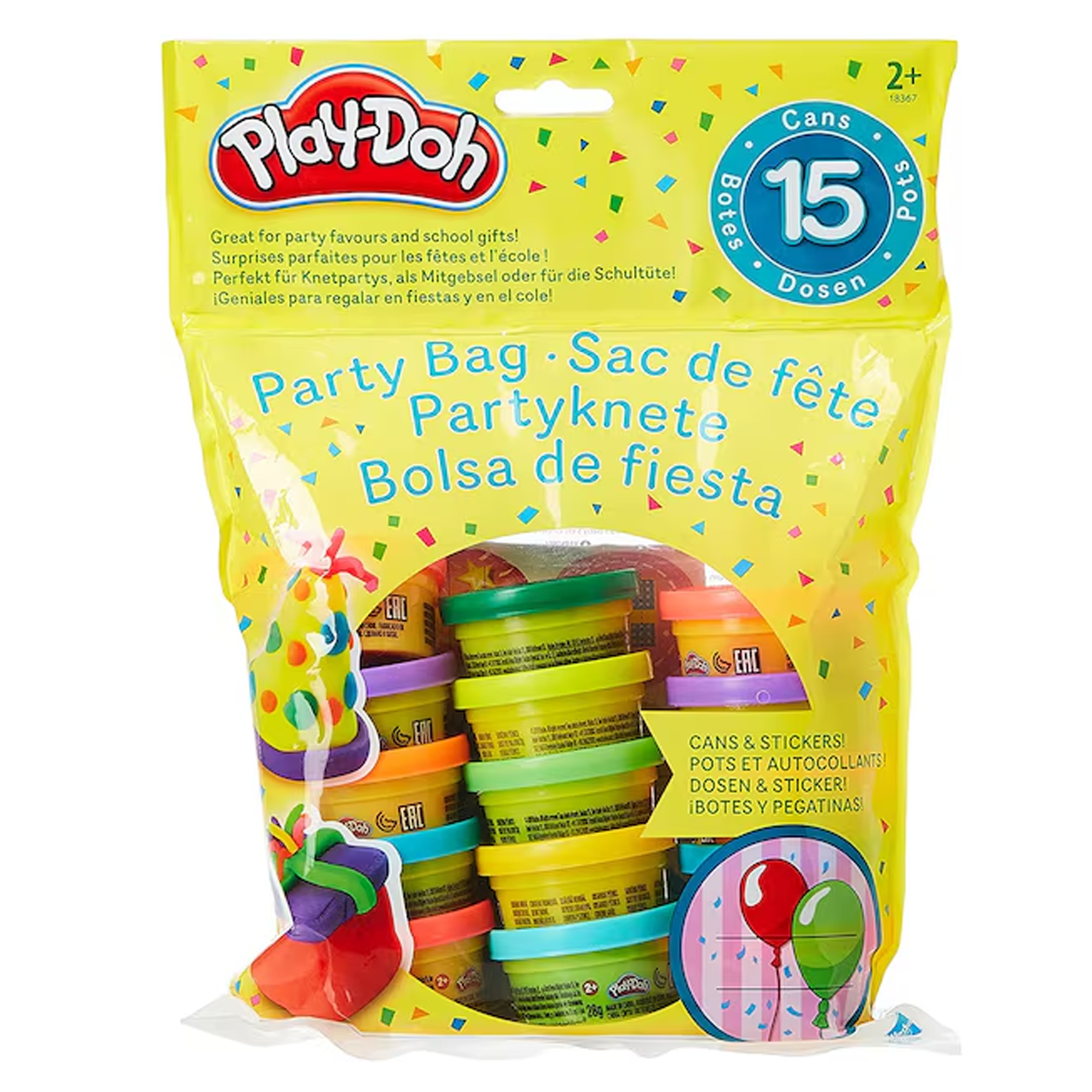 PLAY DOH 15 CANS & STICKERS PARTY BAG