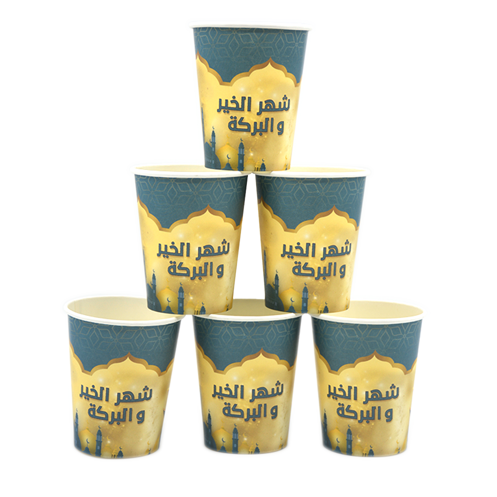 SBC RAMADAN PAPR CUPS 8OUNCE 6PCS/PKT -SHAHR KAIR VABARAKA