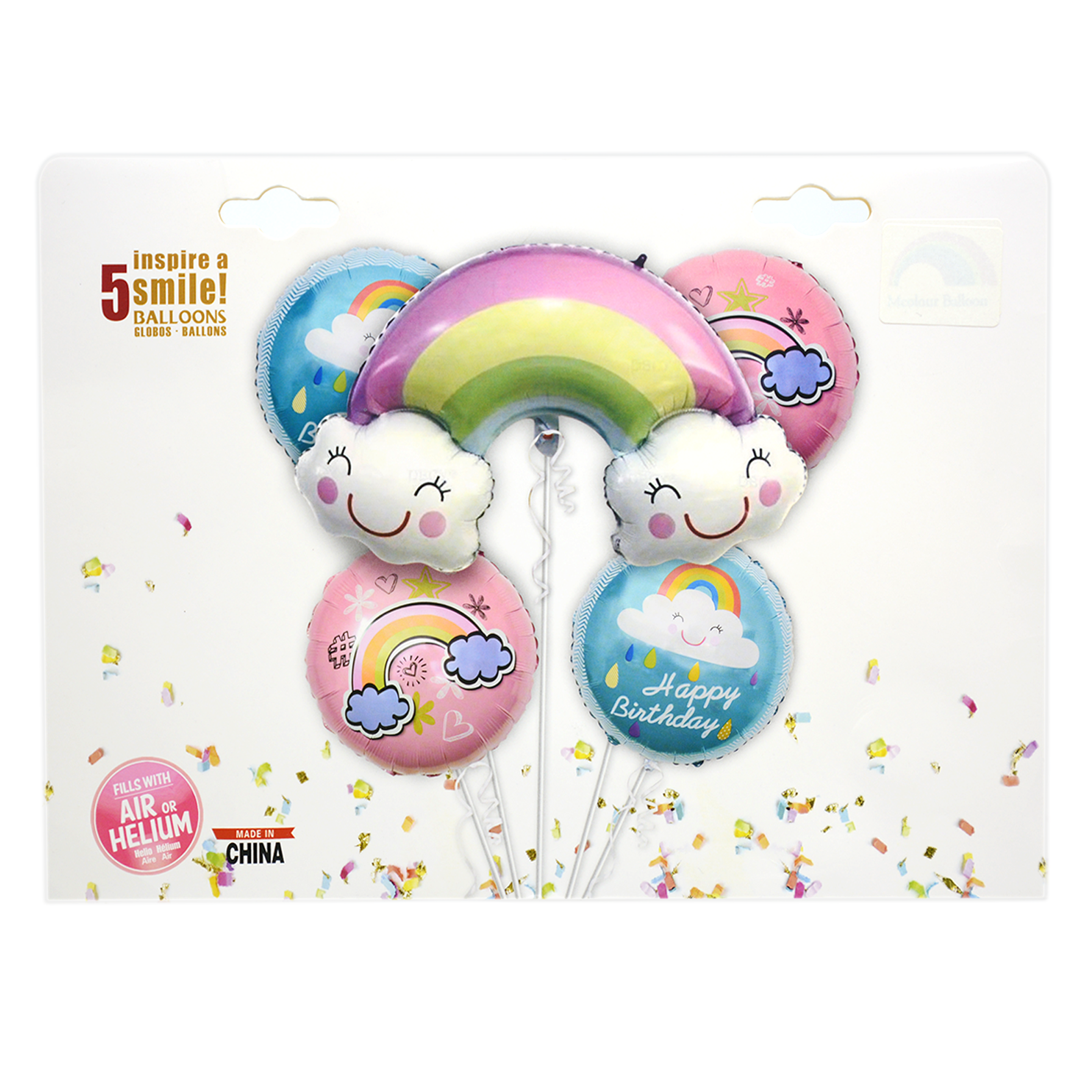 MCOLOUR BALLOON HAPPY BIRTHDAY BALLOONS 5PCS PKT-22516