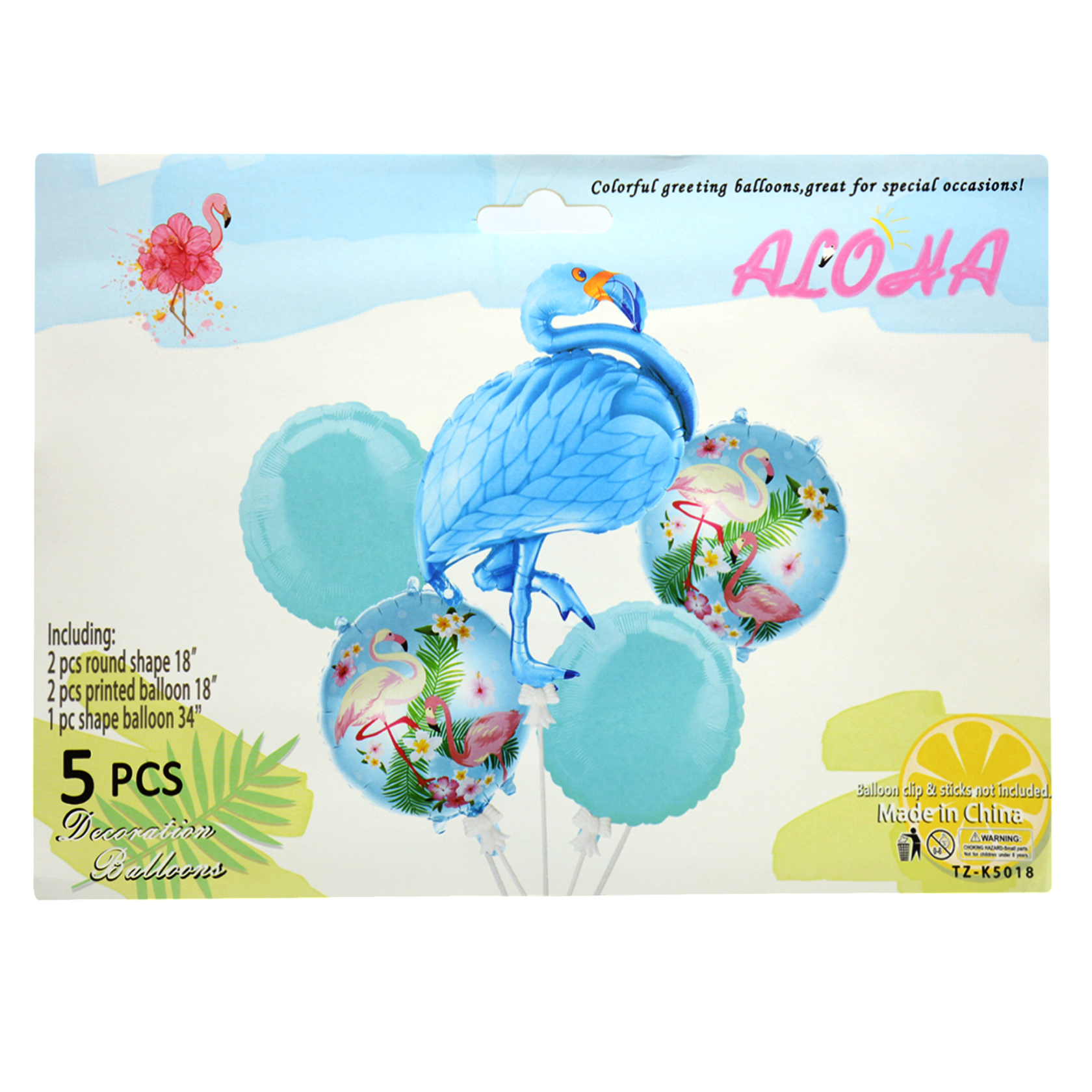 HELIUM BALLOON 5PCS PKT ALOHA TZ-K5018