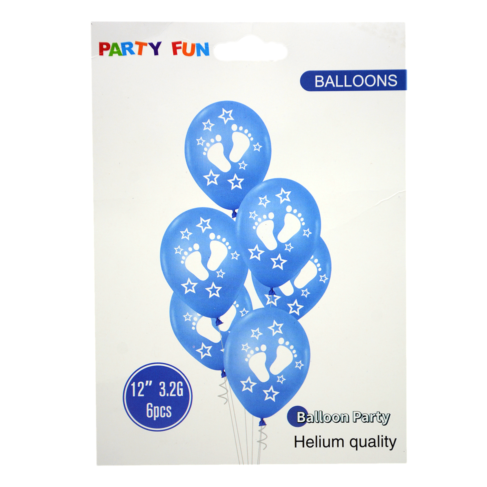PARTY FUN BABY FOOT BALLOON 12" 6PCS/PKT BLUE