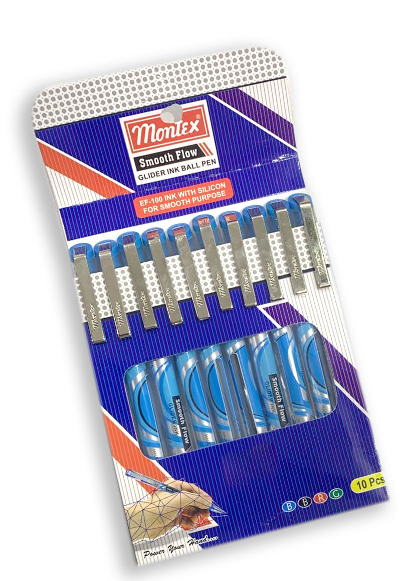 MONTEX SMOOTH FLOW BALL BLUE PEN 10PCS PKT