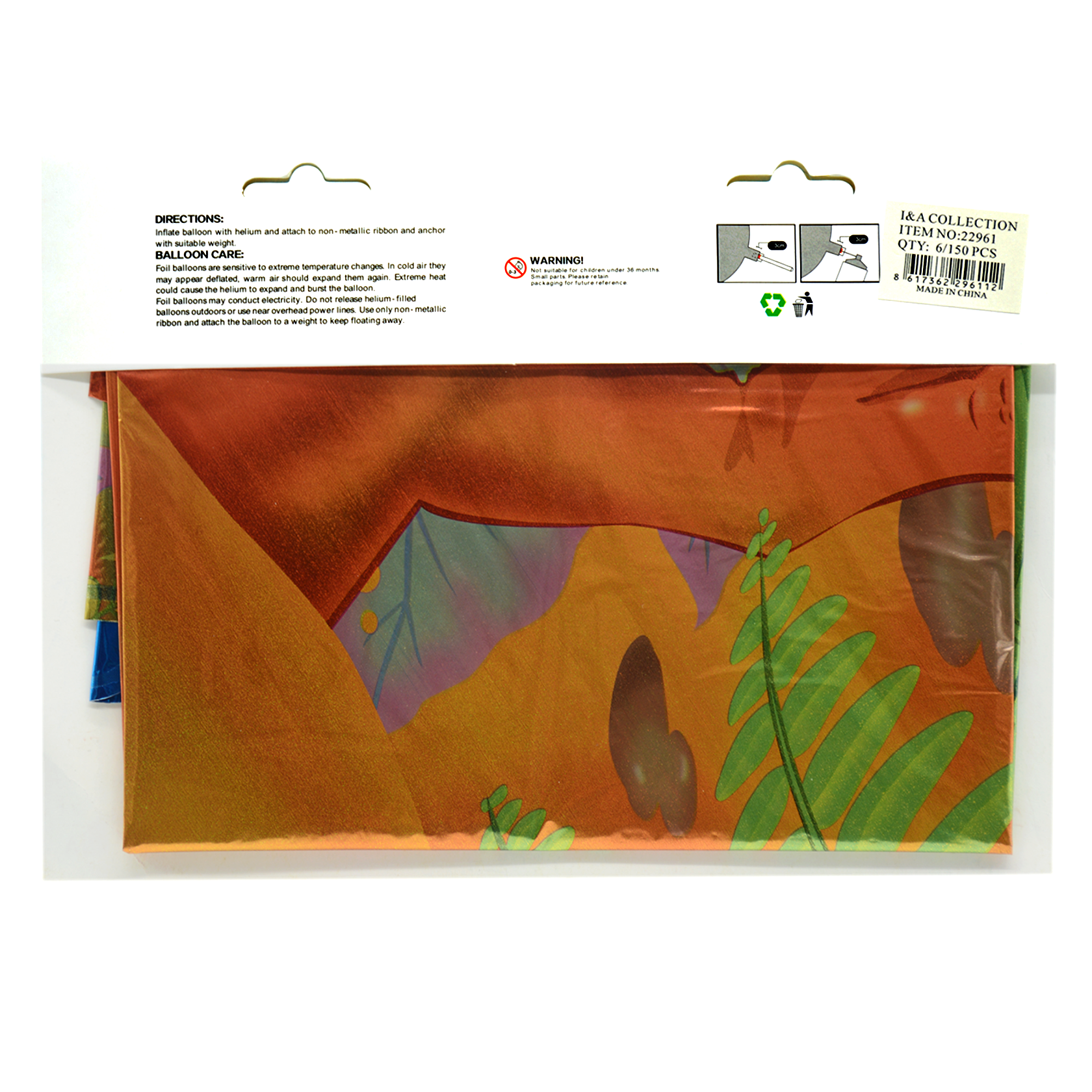 XHQY FOIL BALLOON DINOSAUR 5PCS PKT-22961