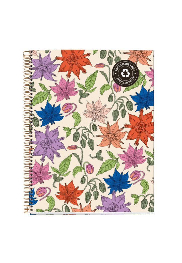 دفتر 120 صفحة 80 جرام MIQUELRIUS MR HARD COVER SPIRAL A4 80G 120SHT 1LINE NOTEBOOK-ECO FLOWERS VINT.LILY