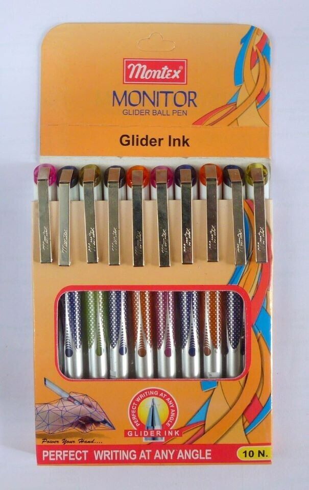 MONTEX MONITOR GLIDER BALL PEN ASSTD 10PCS PKT