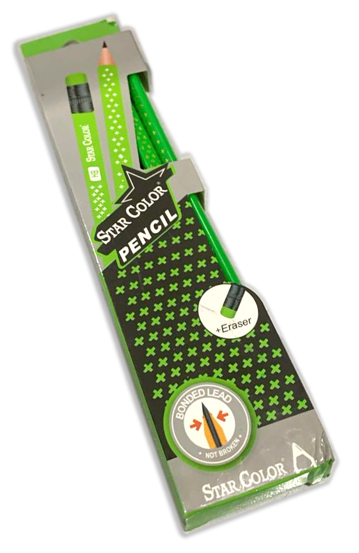 STAR COLOR 12PCS HB PENCIL W/ERASER