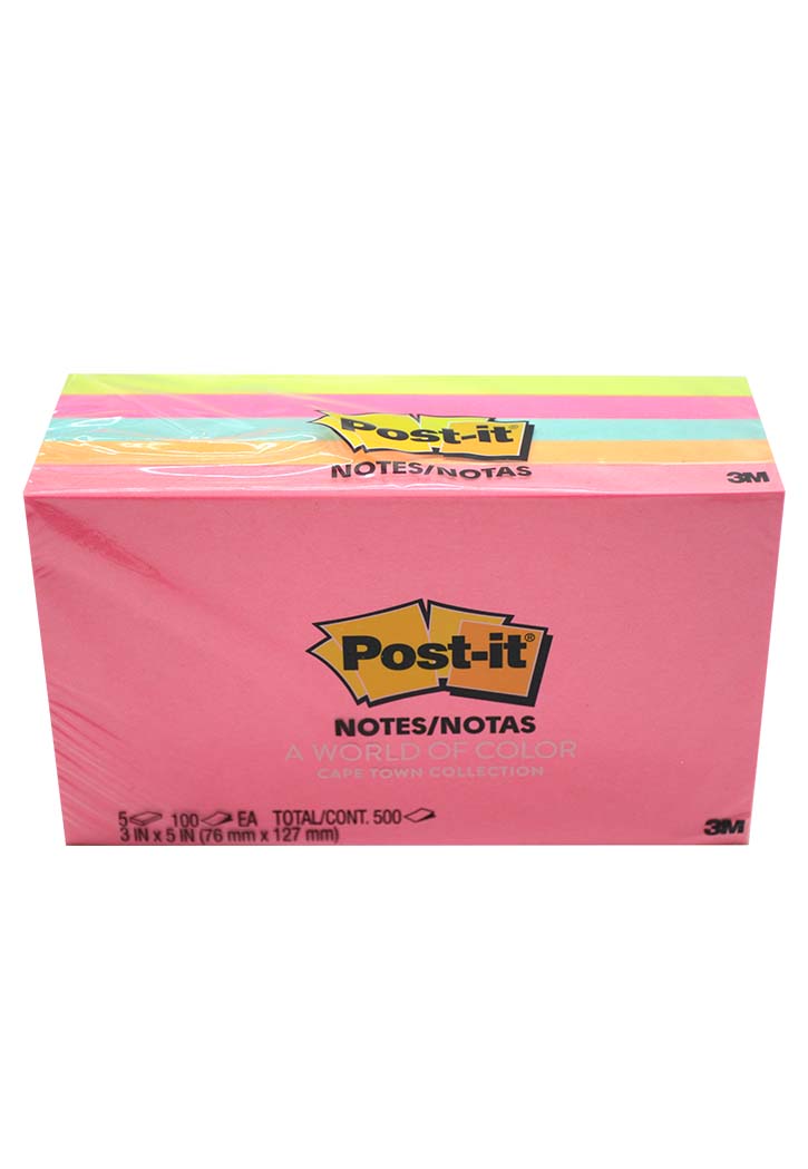 Post It - Neon Colors 5 Pads 3x5'