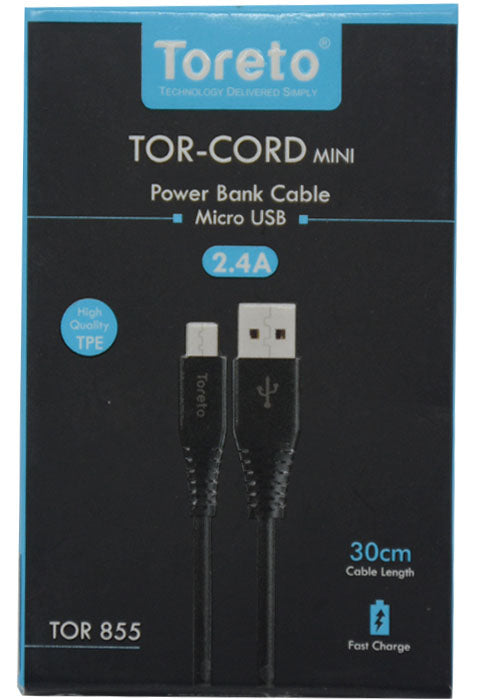 سلك شاحن 30 سم - توريتو TORETO DATA CABLE TOR-MINI MICRO 1.0 TOR-855