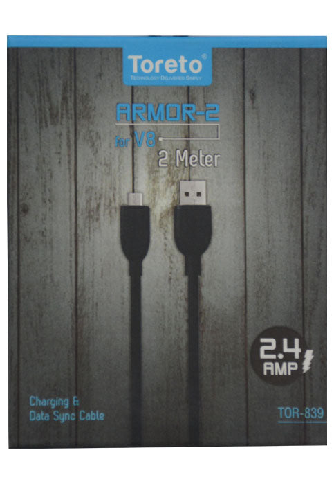 سلك شاحن 2 متر * توريتو TORETO DATA CABLE MICRO 2.0M ARMOR 2 TOR-839