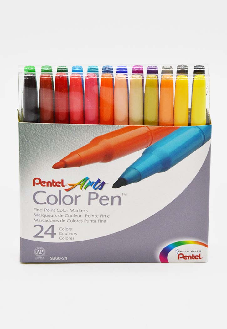 Pentel Color Marker Set, Fine Fiber Tip, Assorted Colors, Set Of