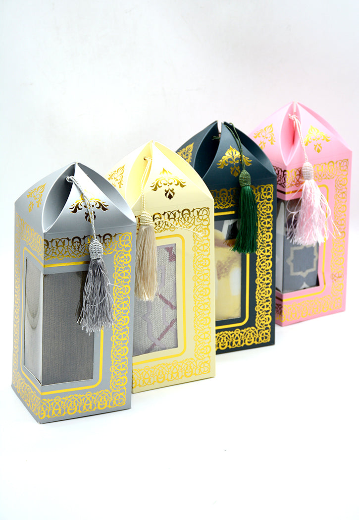 سجادة صلاة داخل بوكس هدية بتصميم رائع PRAYER MAT 70X110CM W/SOFT PRINTED DESIGN&GIFT BOX&TUSSEL ASSTD