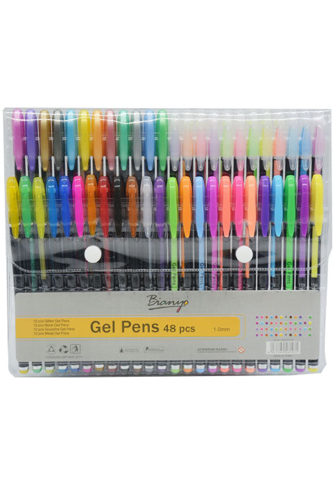 طقم اقلام الوان هلامية 1مم 48 قطعة BIANYO COLOR GEL PENS 1.0MM 48PCS/PACK