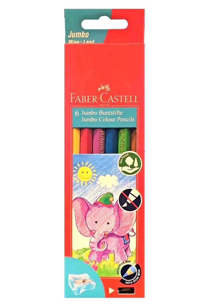 Faber Castell - 6 Jumbo Color Pencils With Sharpener