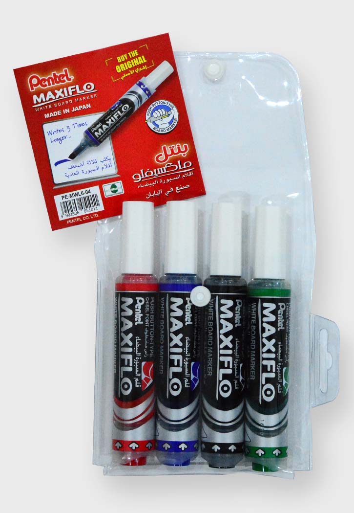 Pentel - Maxiflo White Board Markers 4PCS