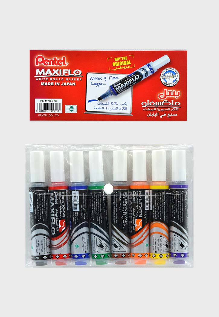 Pentel Maxiflo White Board Markers 8PCS